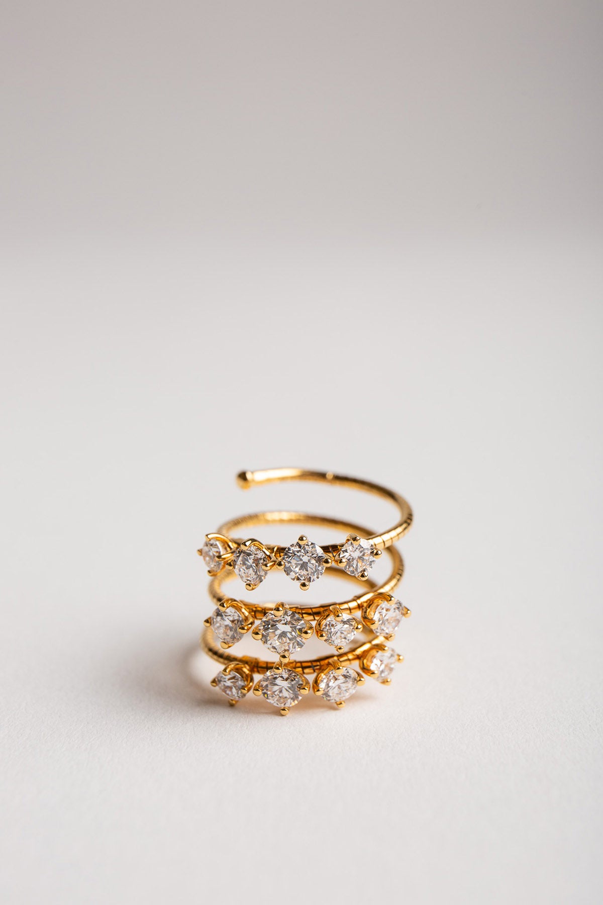 MATTIA CIELO | YELLOW GOLD DIAMOND SPIRAL RING - MAXFIELD LA