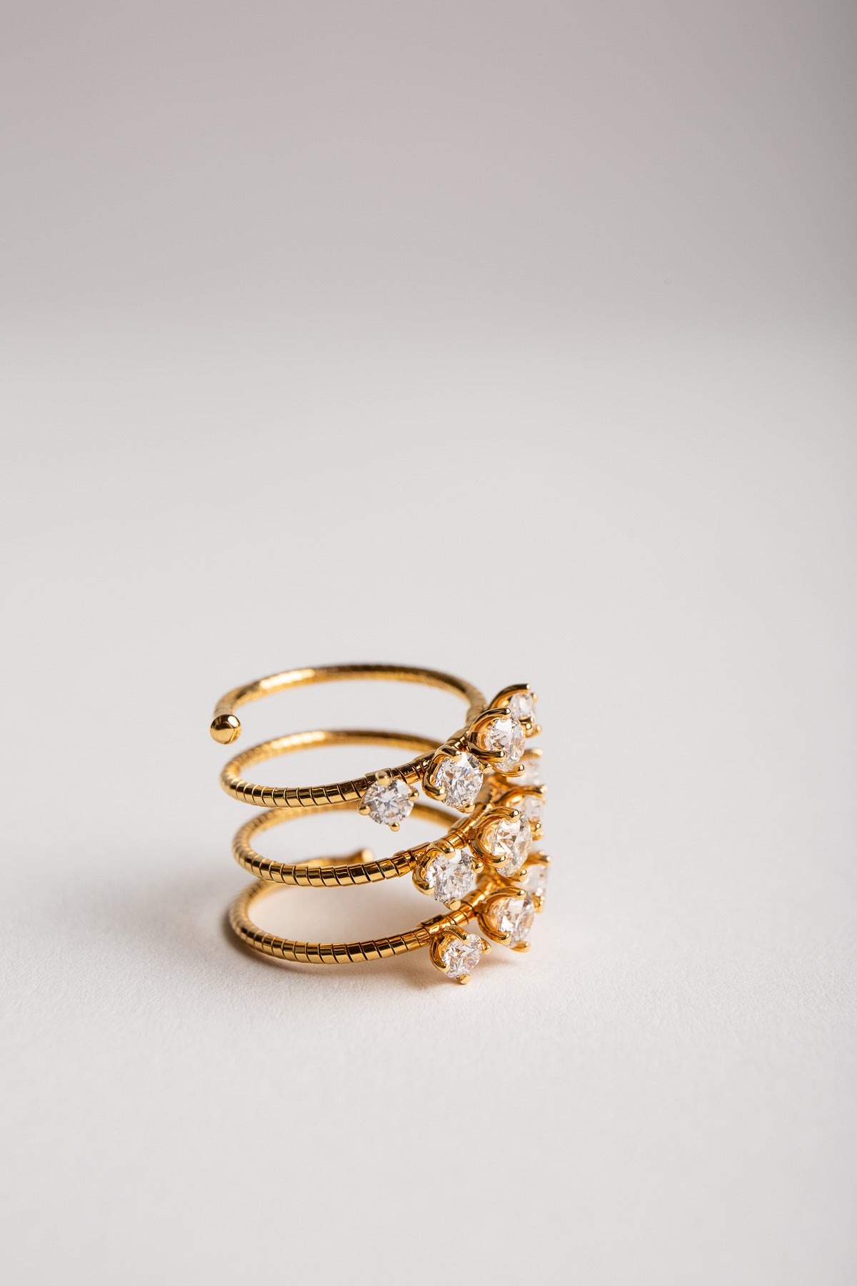 MATTIA CIELO | YELLOW GOLD DIAMOND SPIRAL RING - MAXFIELD LA