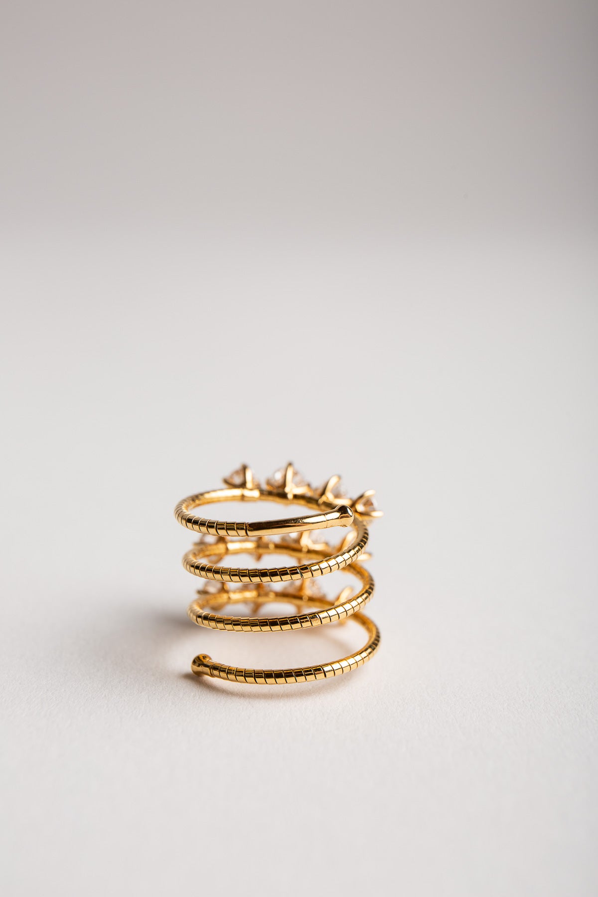 MATTIA CIELO | YELLOW GOLD DIAMOND SPIRAL RING - MAXFIELD LA