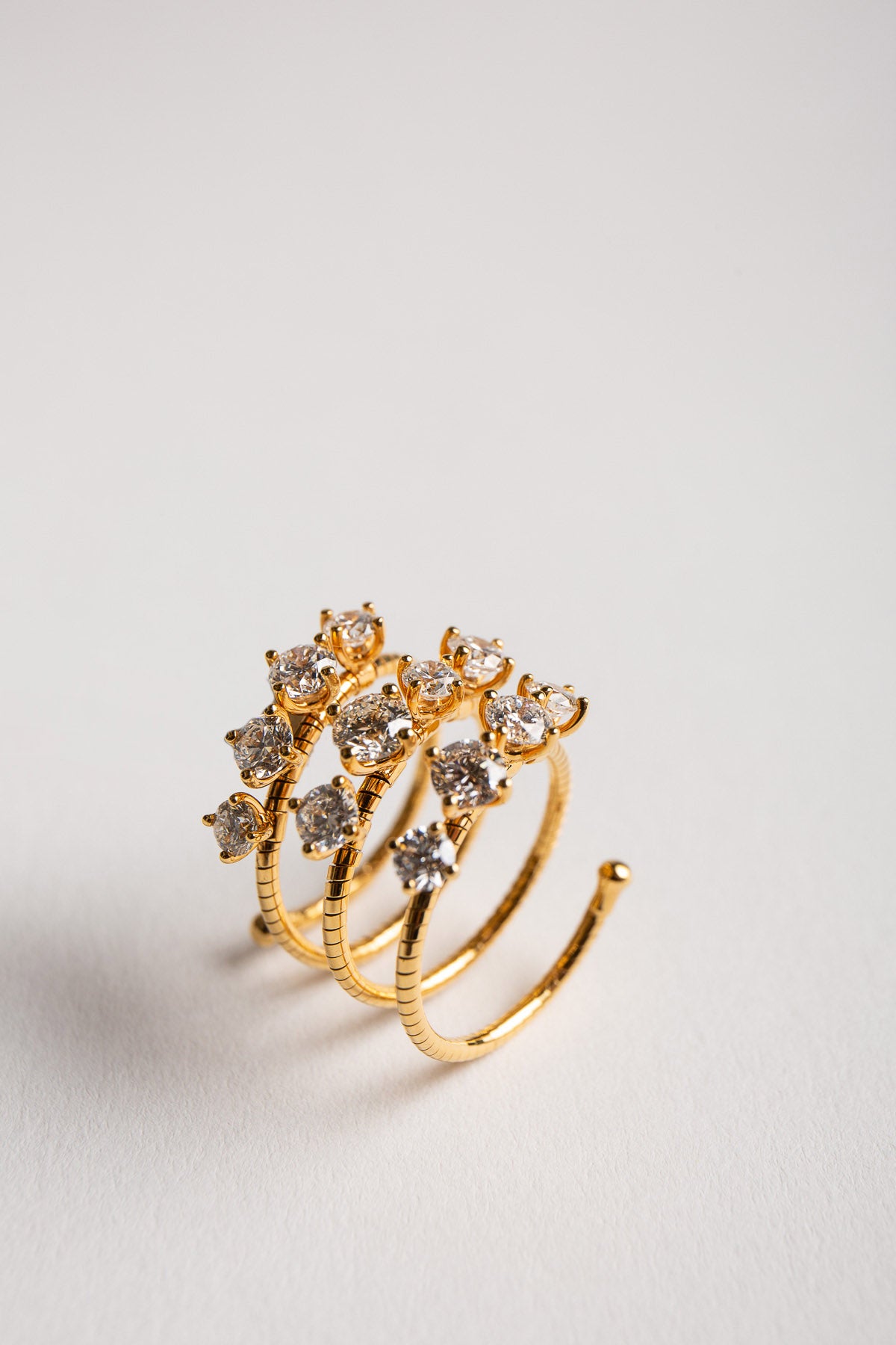 MATTIA CIELO | YELLOW GOLD DIAMOND SPIRAL RING - MAXFIELD LA