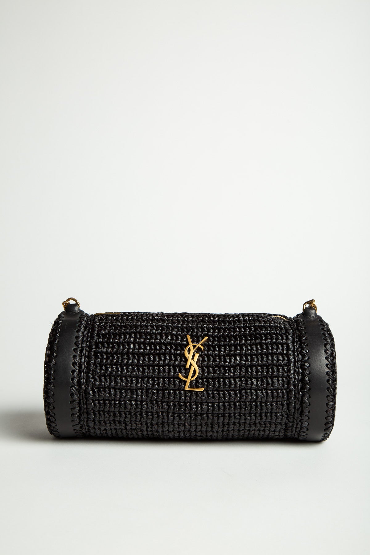 SAINT LAURENT | CASSANDRE SMALL CYLINDER RAFFIA BAG