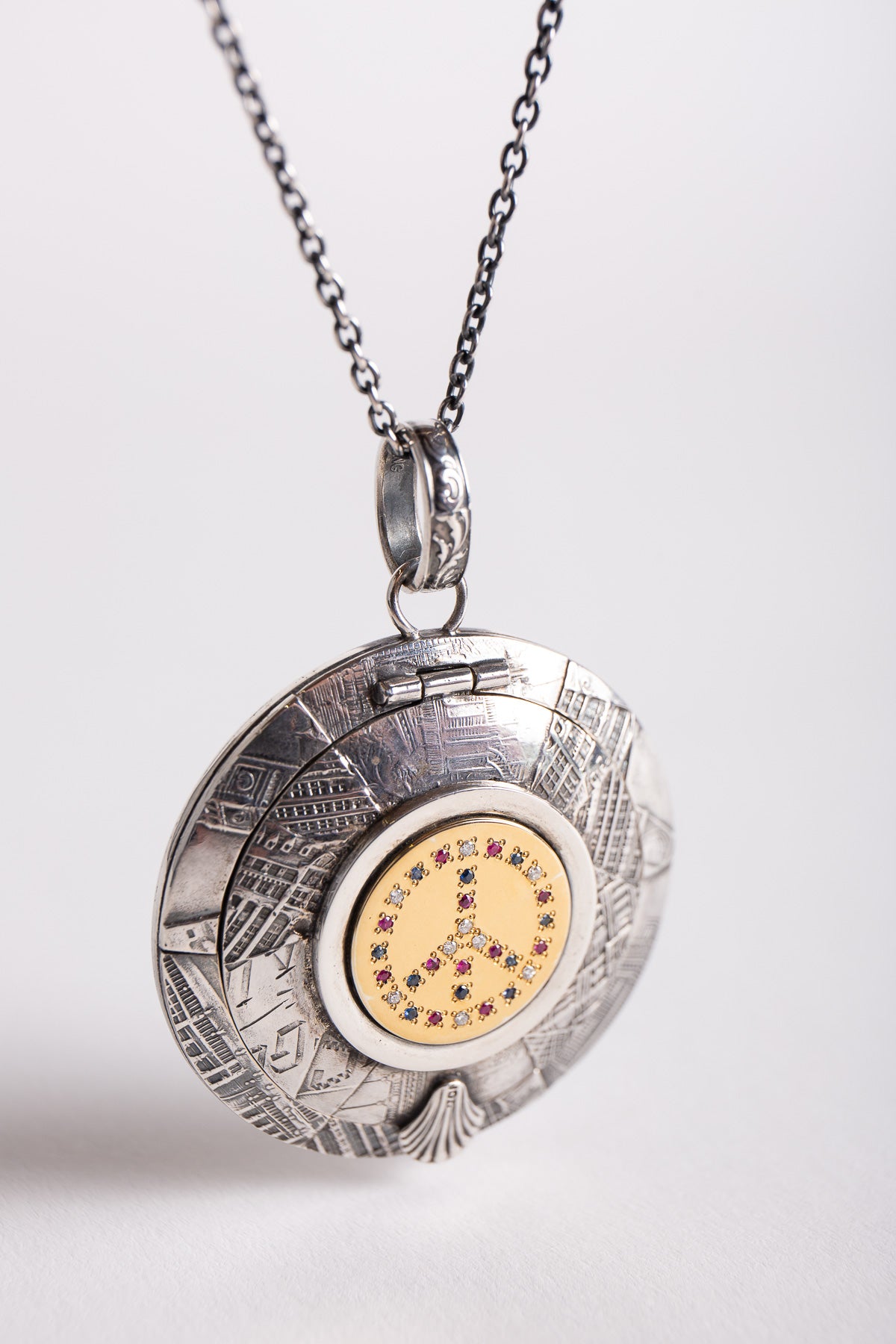 BLIND MAN TOGS | 18K YELLOW GOLD & SILVER TIFFANY&CO MIRROR DOUBLE PEACE NECKLACE