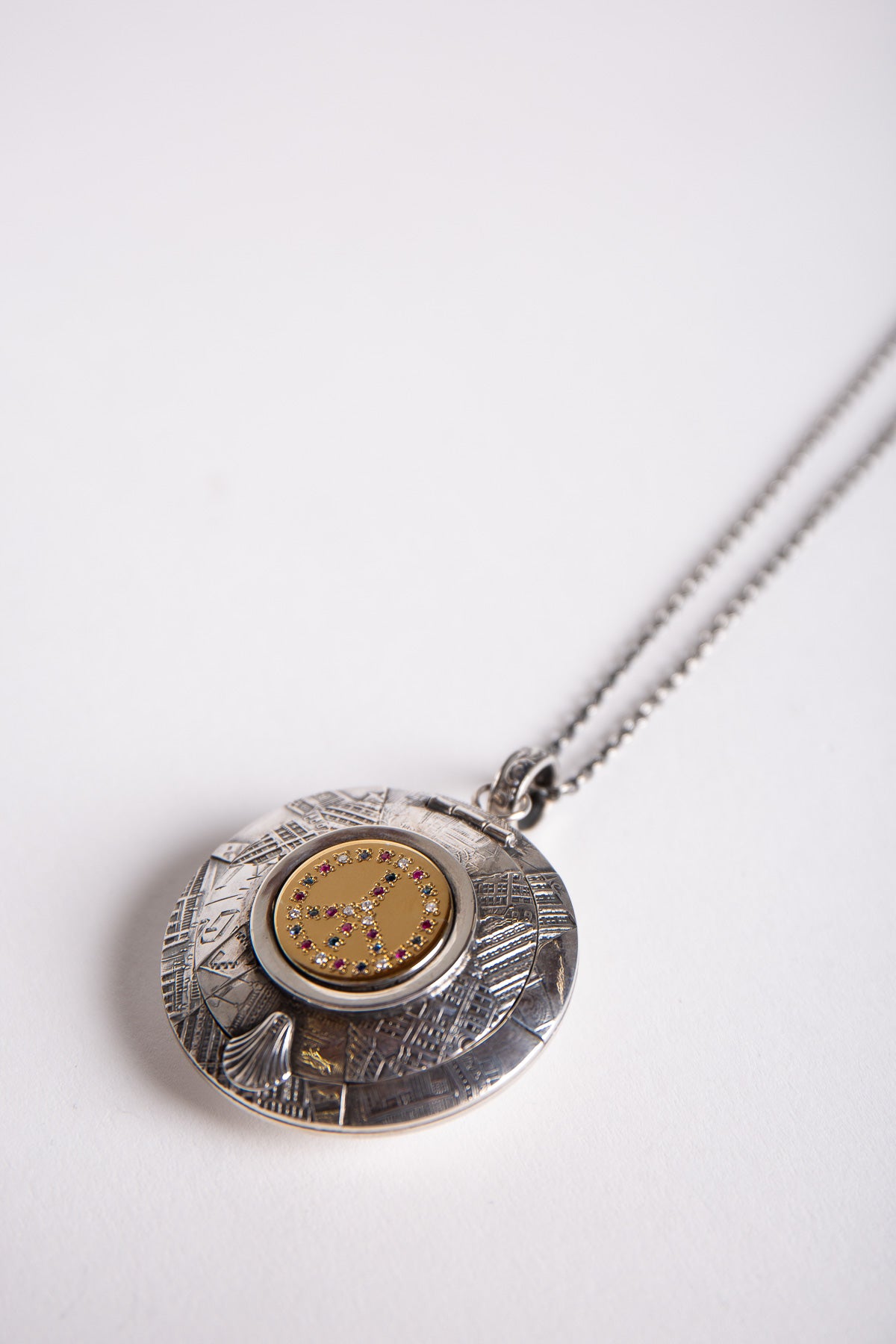 BLIND MAN TOGS | 18K YELLOW GOLD & SILVER TIFFANY&CO MIRROR DOUBLE PEACE NECKLACE