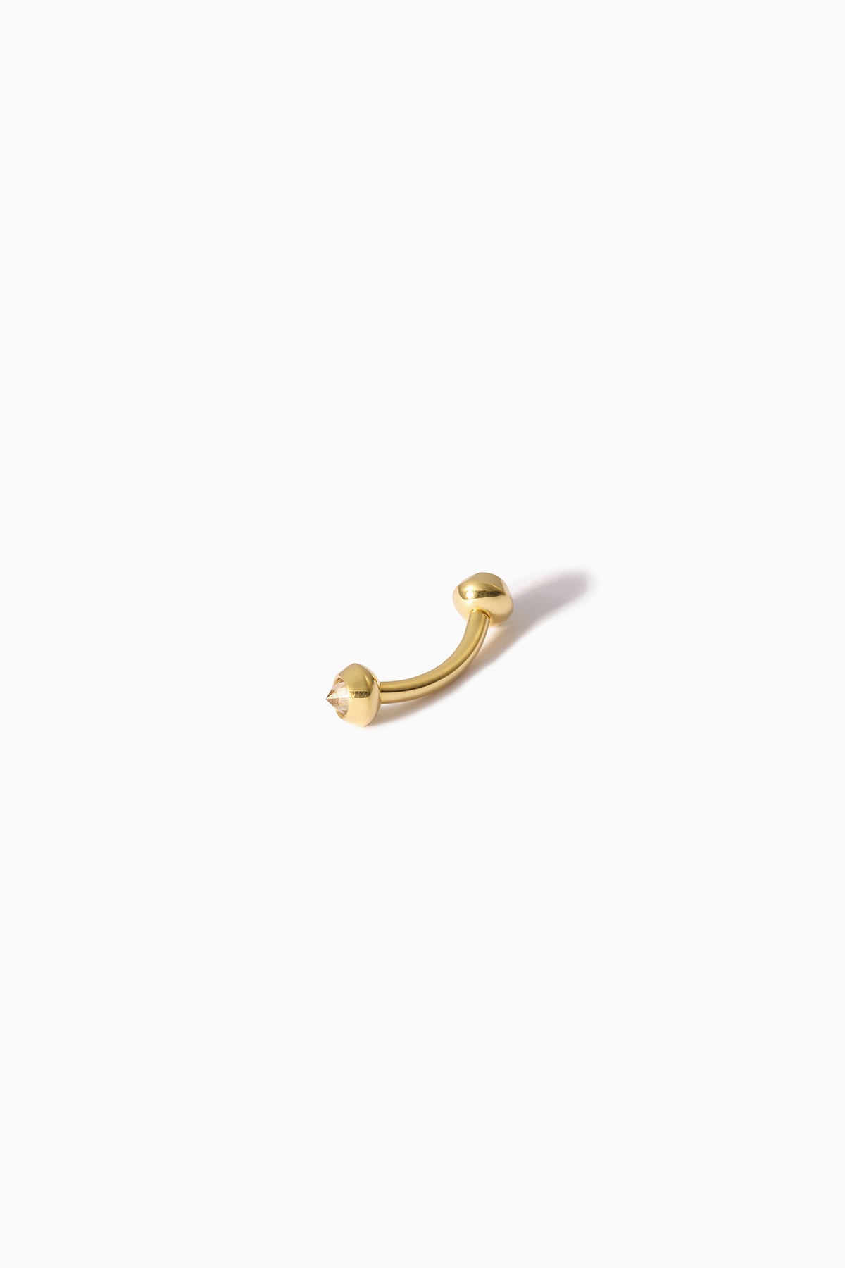 HANNAH MARTIN | 18K YELLOW GOLD STUD DIAMOND CURVED BARBELL EARRING CHAMPAGNE