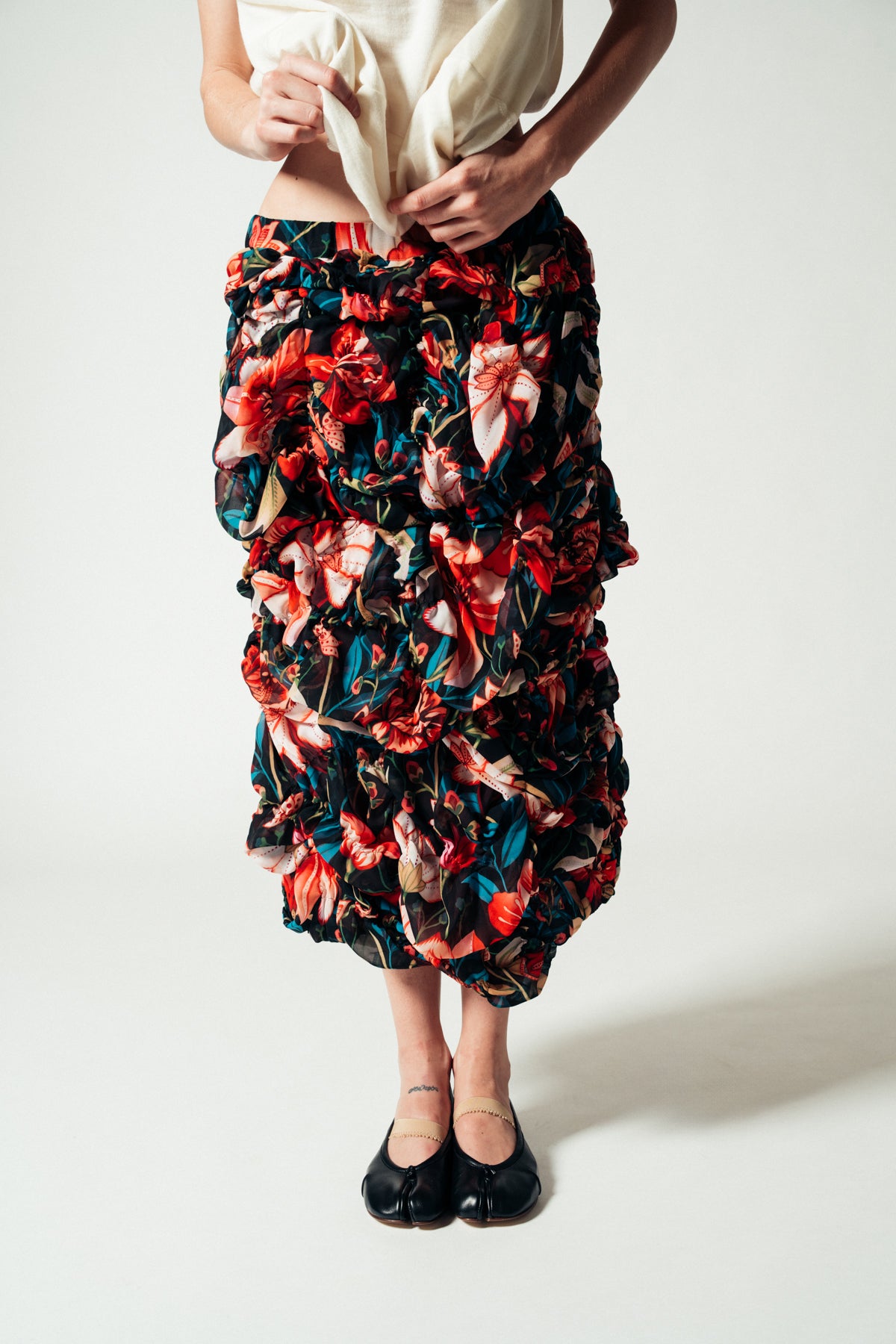 COMME DES GARCONS | FLORAL CHIFFON SKIRT