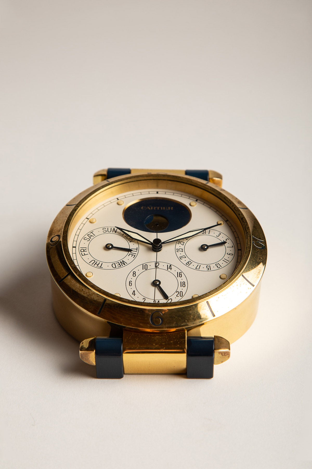 CARTIER | 1970'S PERPETUAL CALENDAR MOONPHASE DESK CLOCK