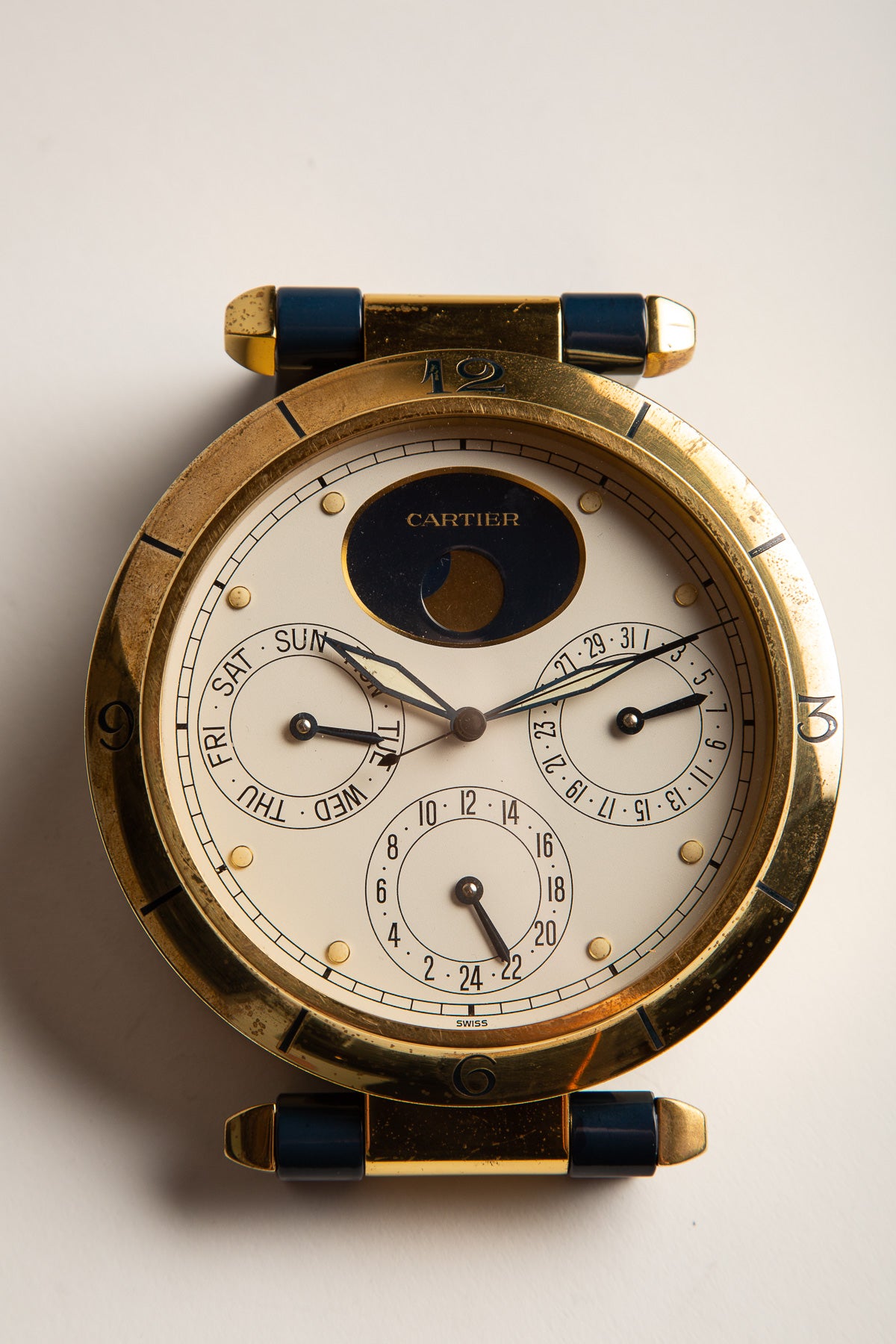 CARTIER | 1970'S PERPETUAL CALENDAR MOONPHASE DESK CLOCK - MAXFIELD LA