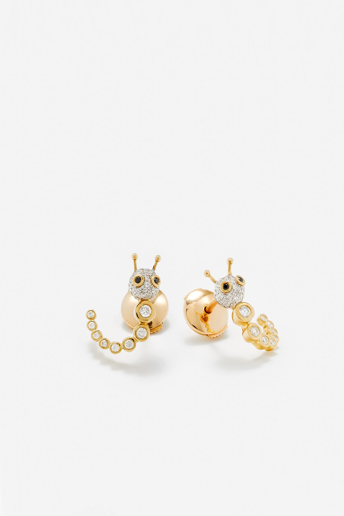 YVONNE LÉON | DIAMOND CATERPILLAR EARRINGS - MAXFIELD LA