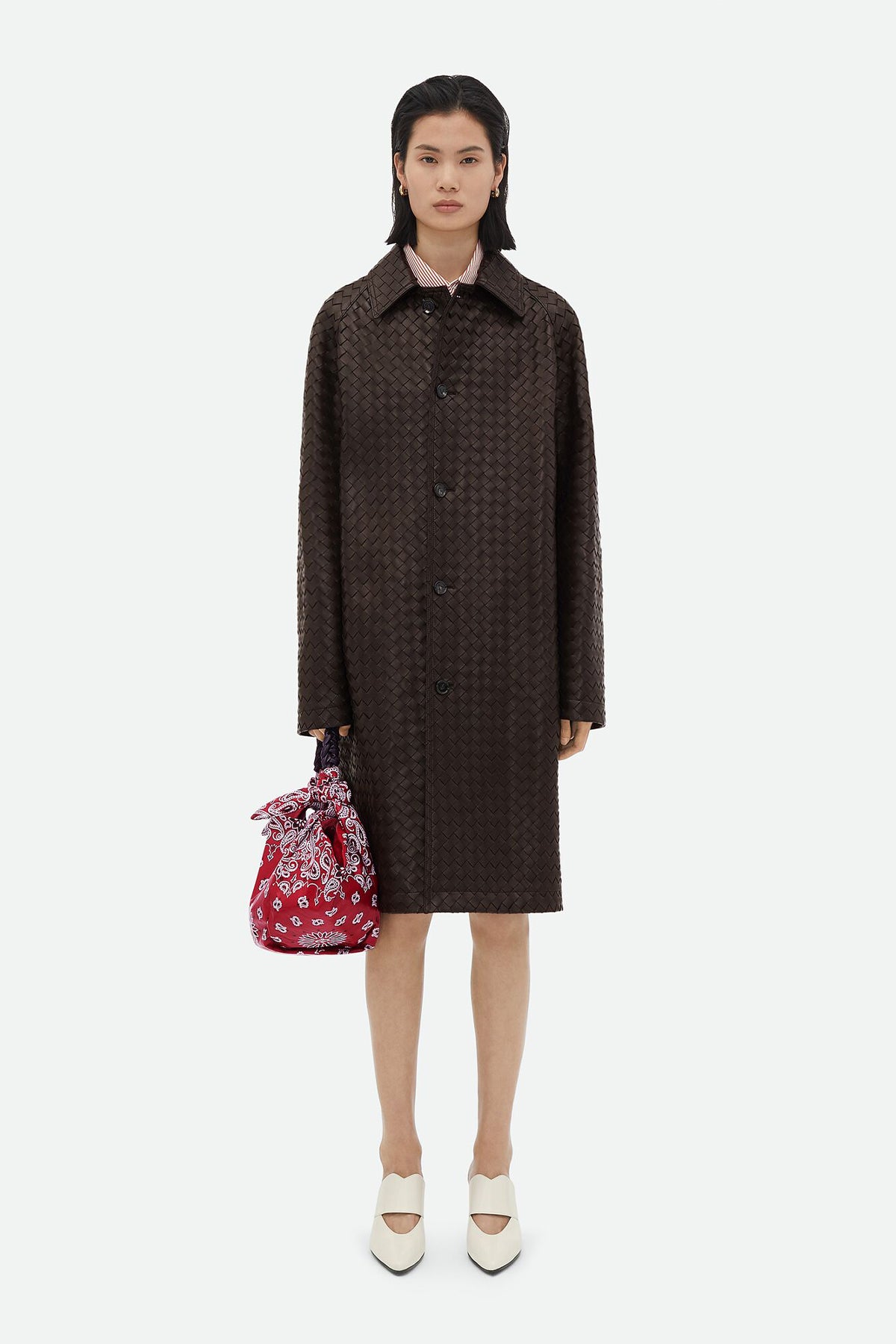 BOTTEGA VENETA | INTRECCIATO LEATHER COAT - MAXFIELD LA