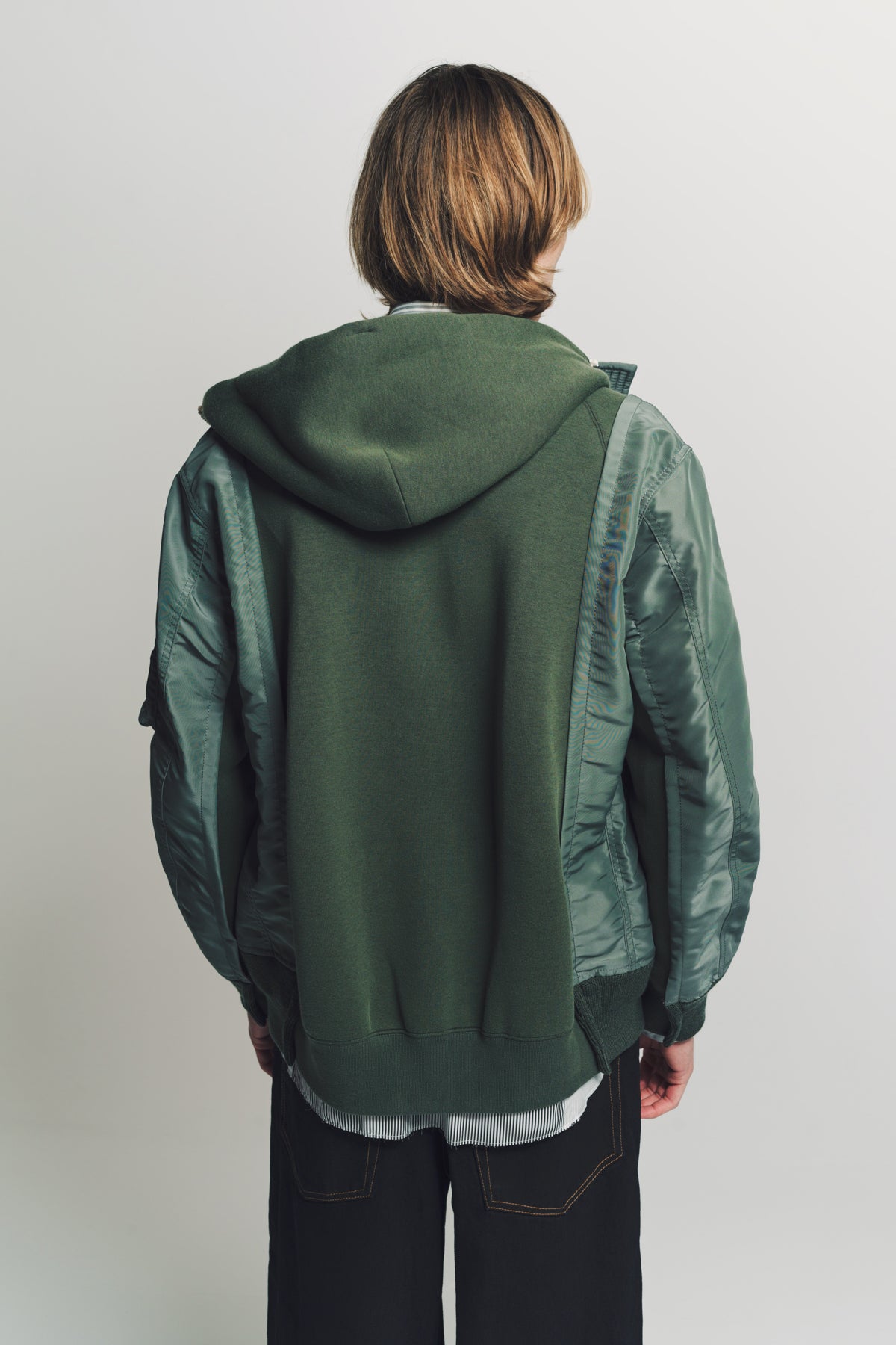 SACAI | NYLON TWILL SPONGE HOODIE - MAXFIELD LA
