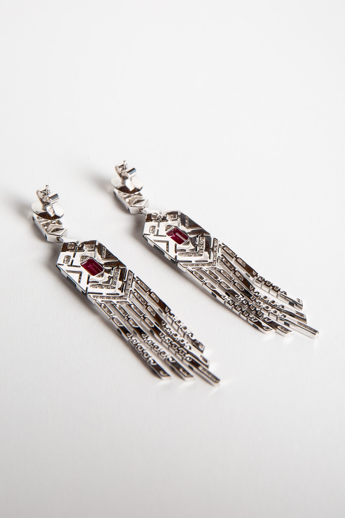 STEFERE | WHITE GOLD, RUBY, ONYX, & DIAMOND EARRINGS