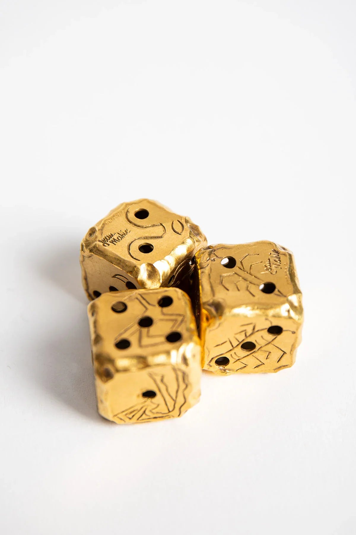 CARTIER | VINTAGE GOLD JEAN MAHIE DICE, SET OF 3