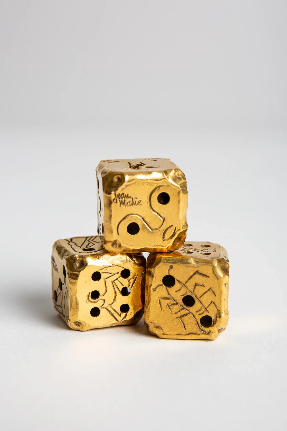 CARTIER | VINTAGE GOLD JEAN MAHIE DICE, SET OF 3