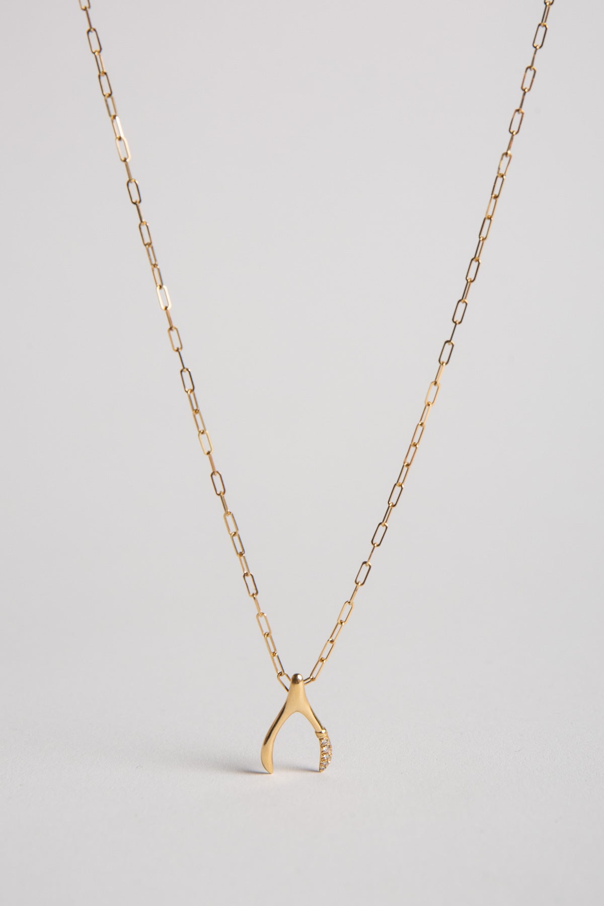 MYSTERYJOY | WISHBONE PM SEMI-PAVED NECKLACE