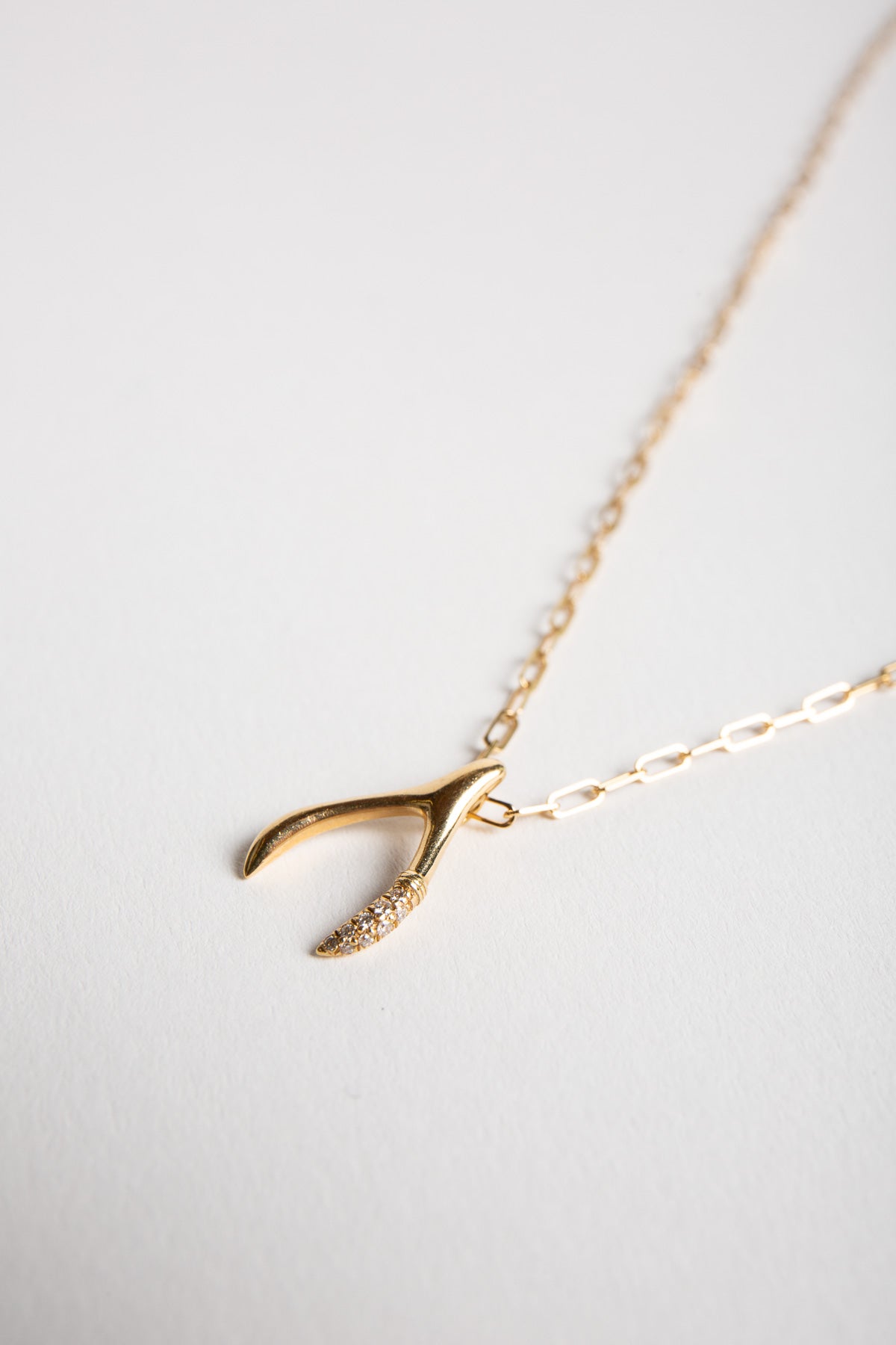 MYSTERYJOY | WISHBONE PM SEMI-PAVED NECKLACE