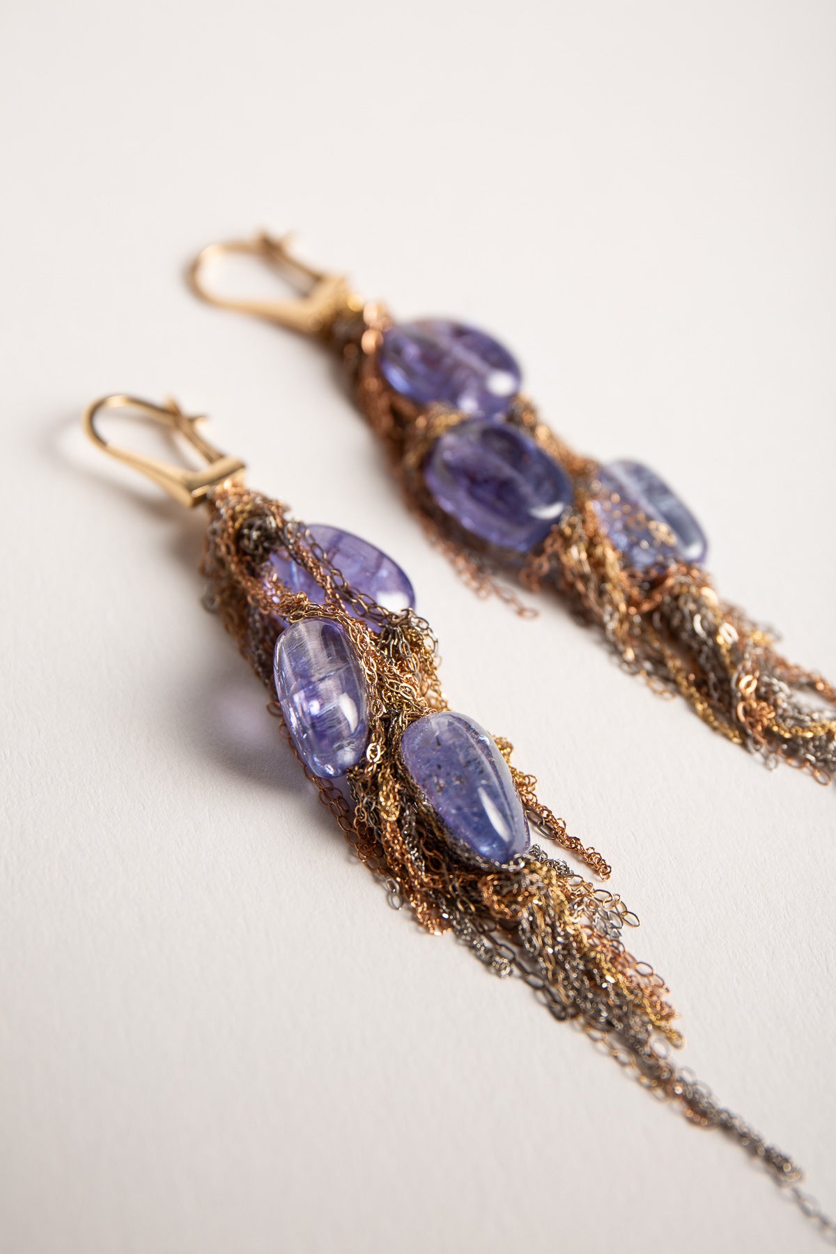 MARTIN BERNSTEIN | GOLD TANZANITE EARRINGS