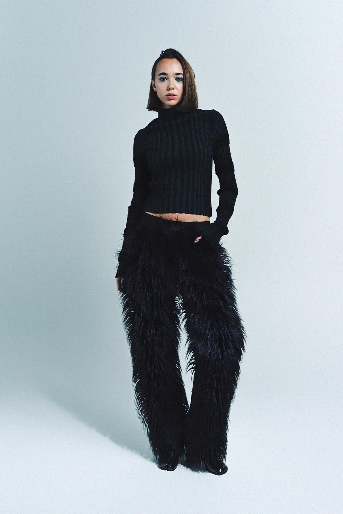 PAULA CANOVAS DEL VAS | FAUX FUR DENIM TROUSERS - MAXFIELD LA