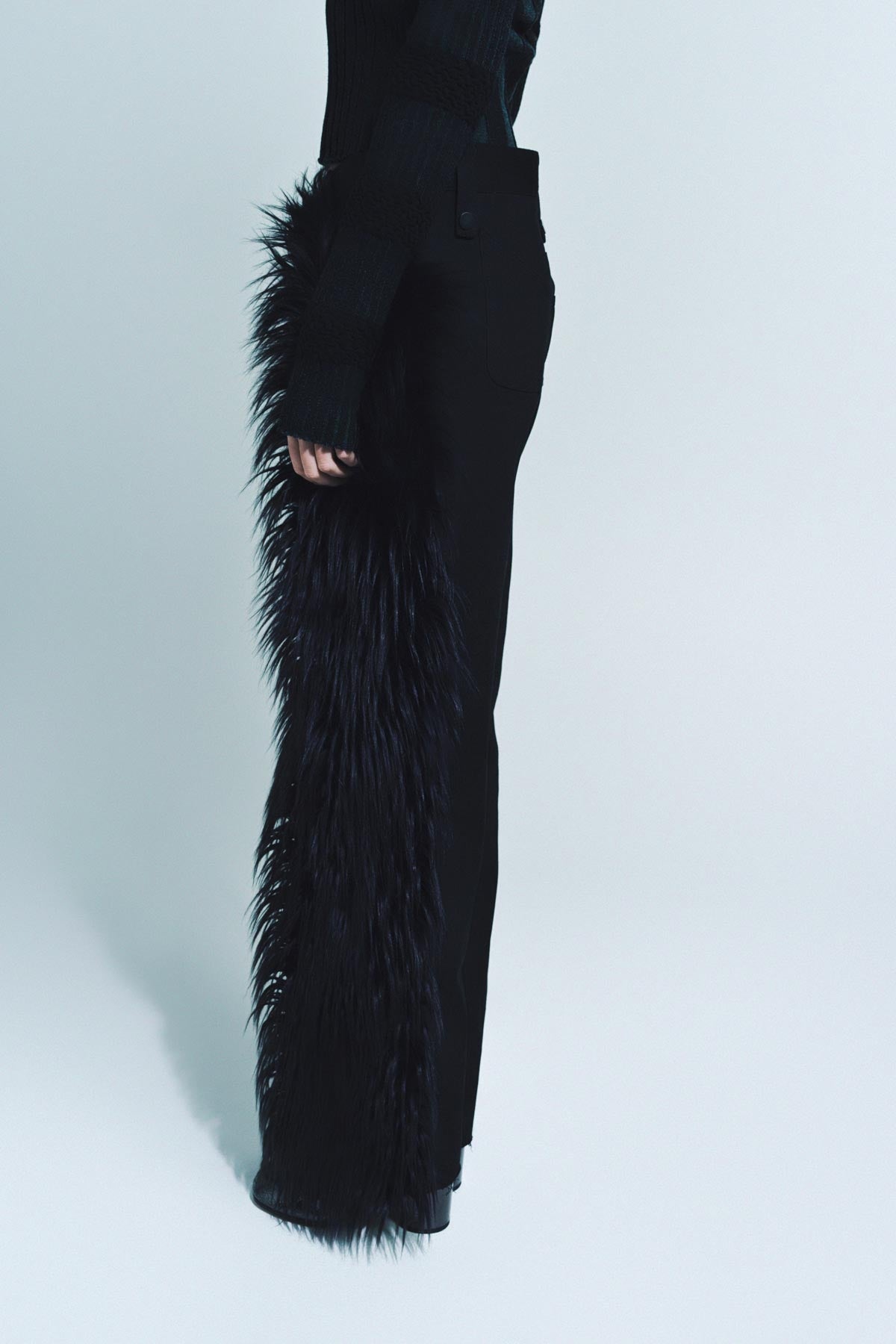 PAULA CANOVAS DEL VAS | FAUX FUR DENIM TROUSERS - MAXFIELD LA