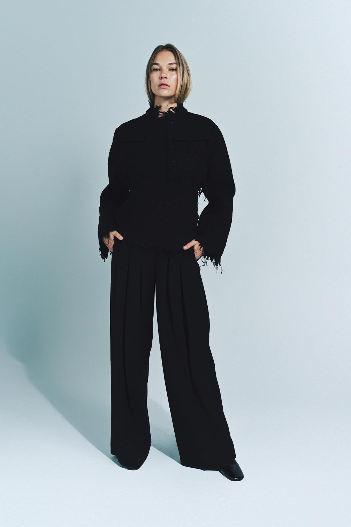 JIL SANDER | CROPPED FRAYED JACKET - MAXFIELD LA