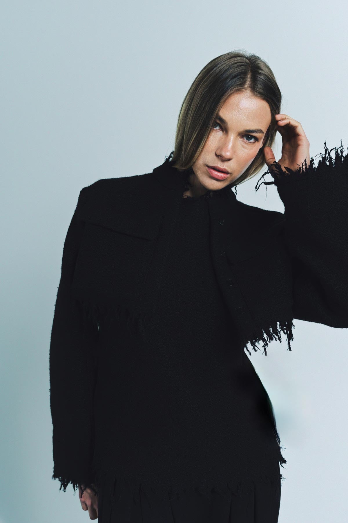 JIL SANDER | CROPPED FRAYED JACKET - MAXFIELD LA