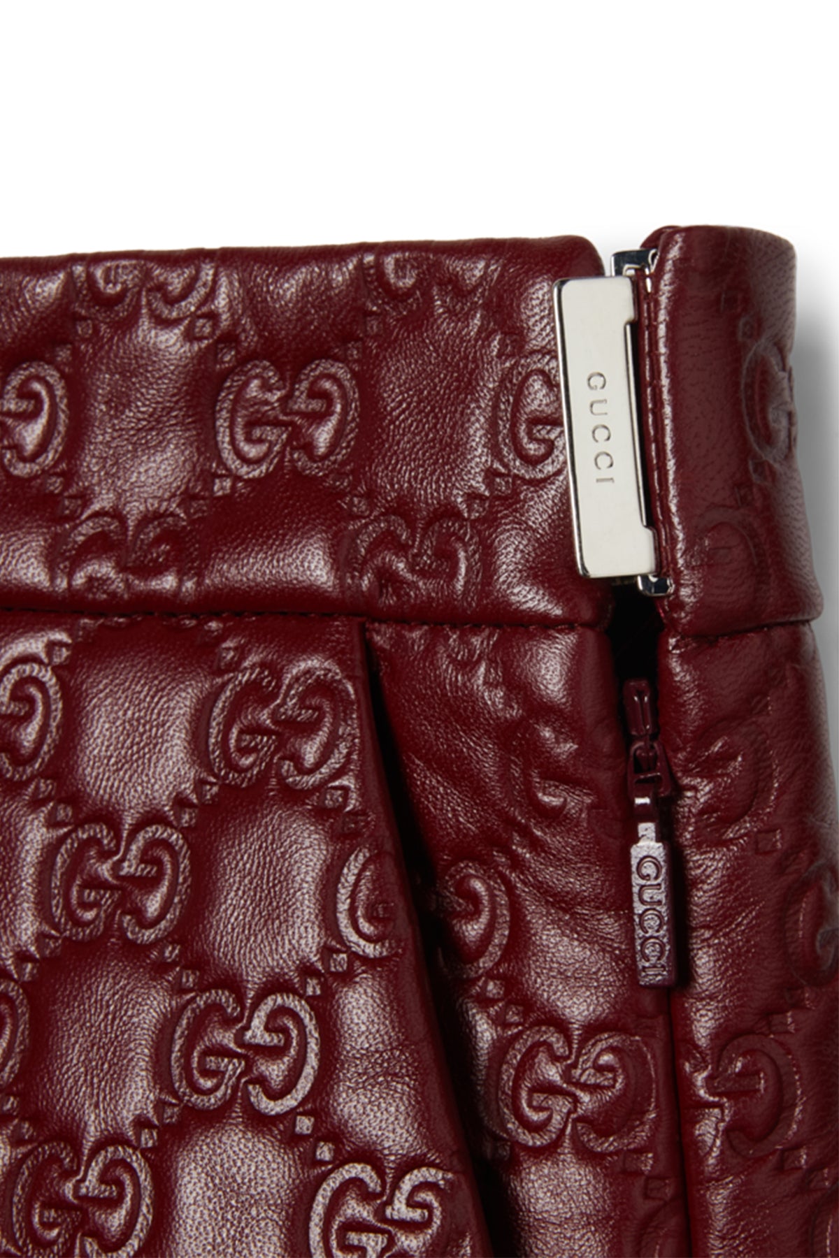 GUCCI | GG EMBOSSED LEATHER SHORT - MAXFIELD LA