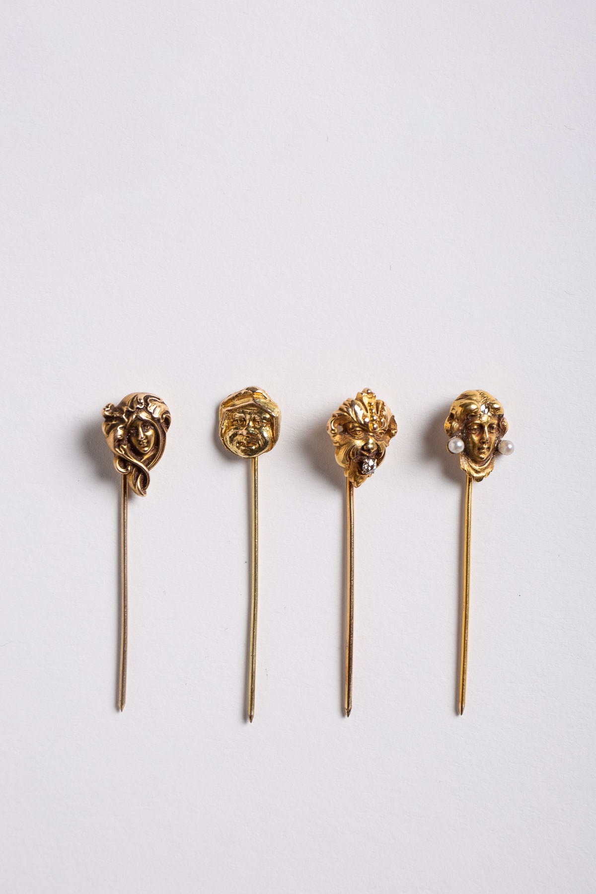 MAXFIELD PRIVATE COLLECTION | VINTAGE ART NOUVEAU DIAMOND PINS, SET OF 4