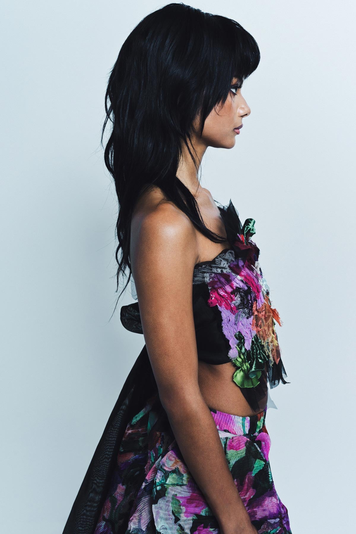 CAROLINE HU | FLOWERS SMOCKING BRA TOP - MAXFIELD LA
