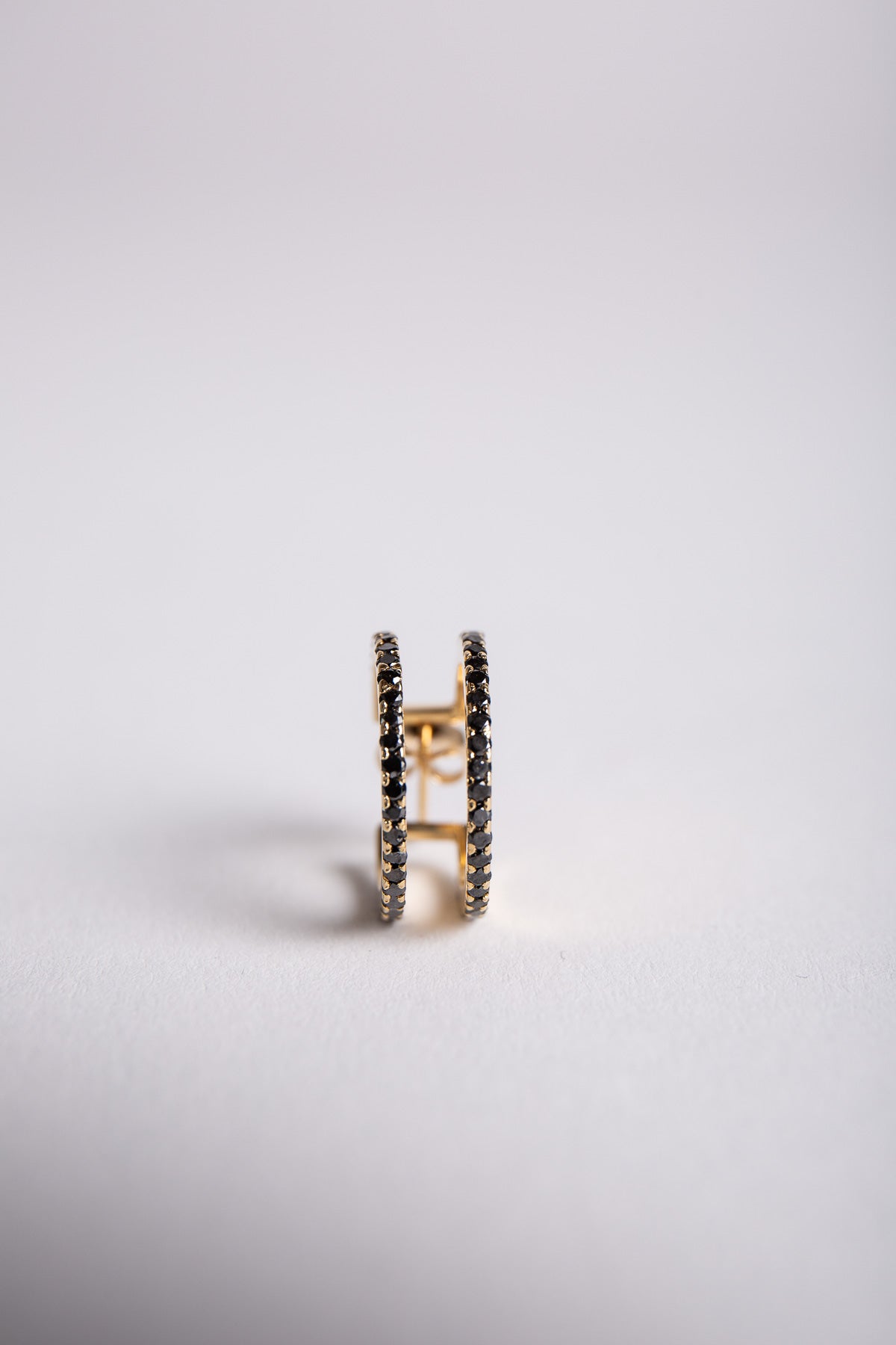 JOANNE FISKE | BLACK DIAMOND DOUBLE ROW EARRING (SINGLE)
