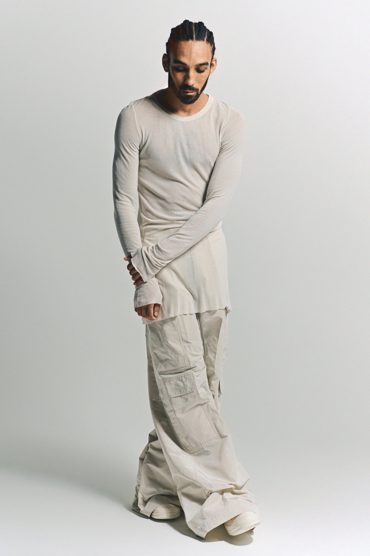 RICK OWENS | RIB LONG SLEEVE TEE - MAXFIELD LA