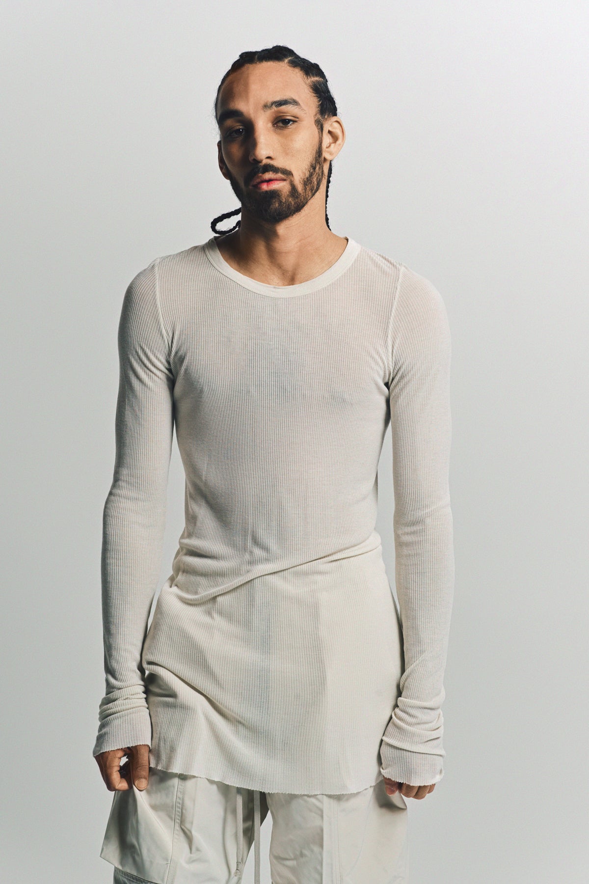 RICK OWENS | RIB LONG SLEEVE TEE - MAXFIELD LA