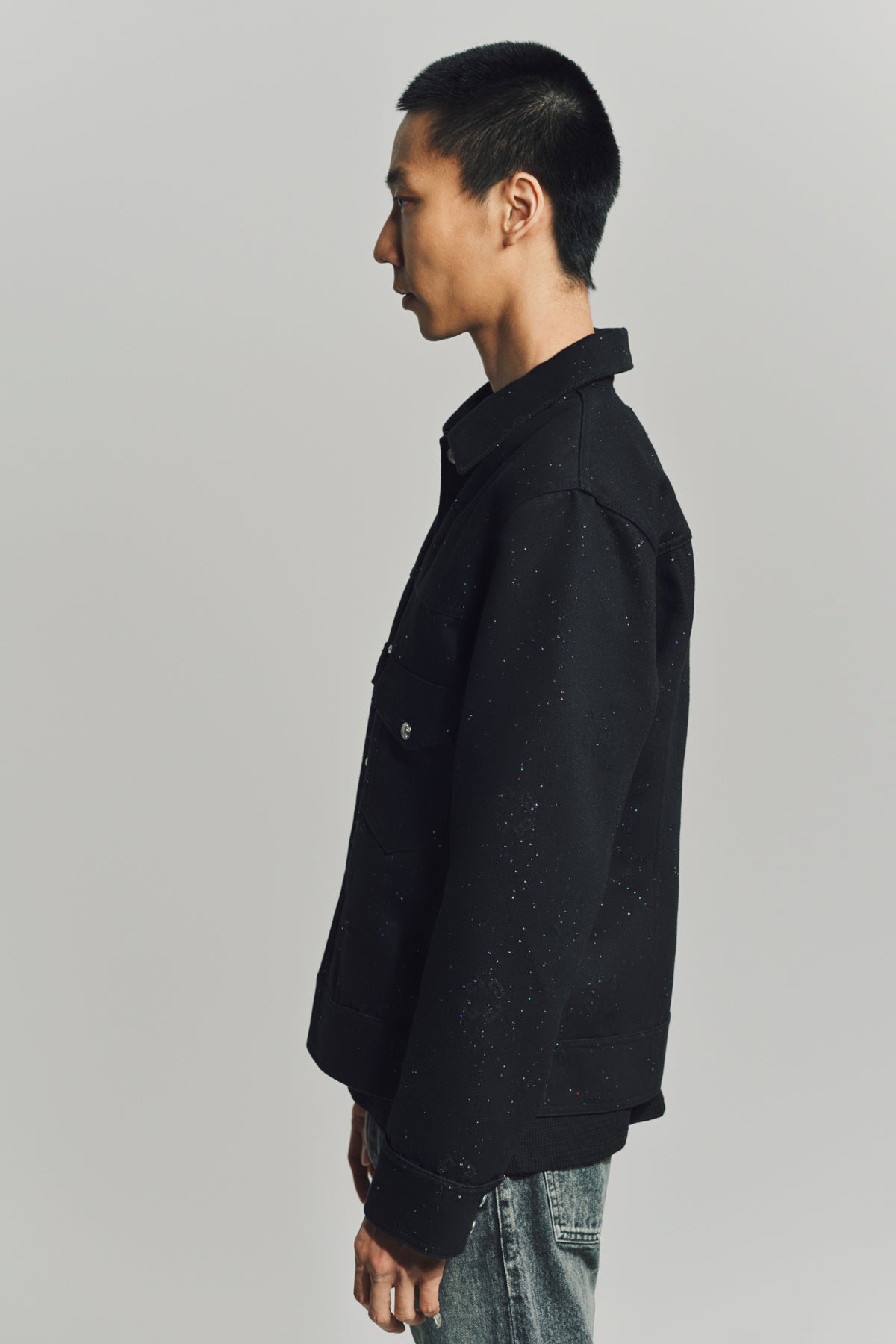 GIVENCHY | JACKET IN MONOGRAM 72 DENIM WITH SEQUINS - MAXFIELD LA