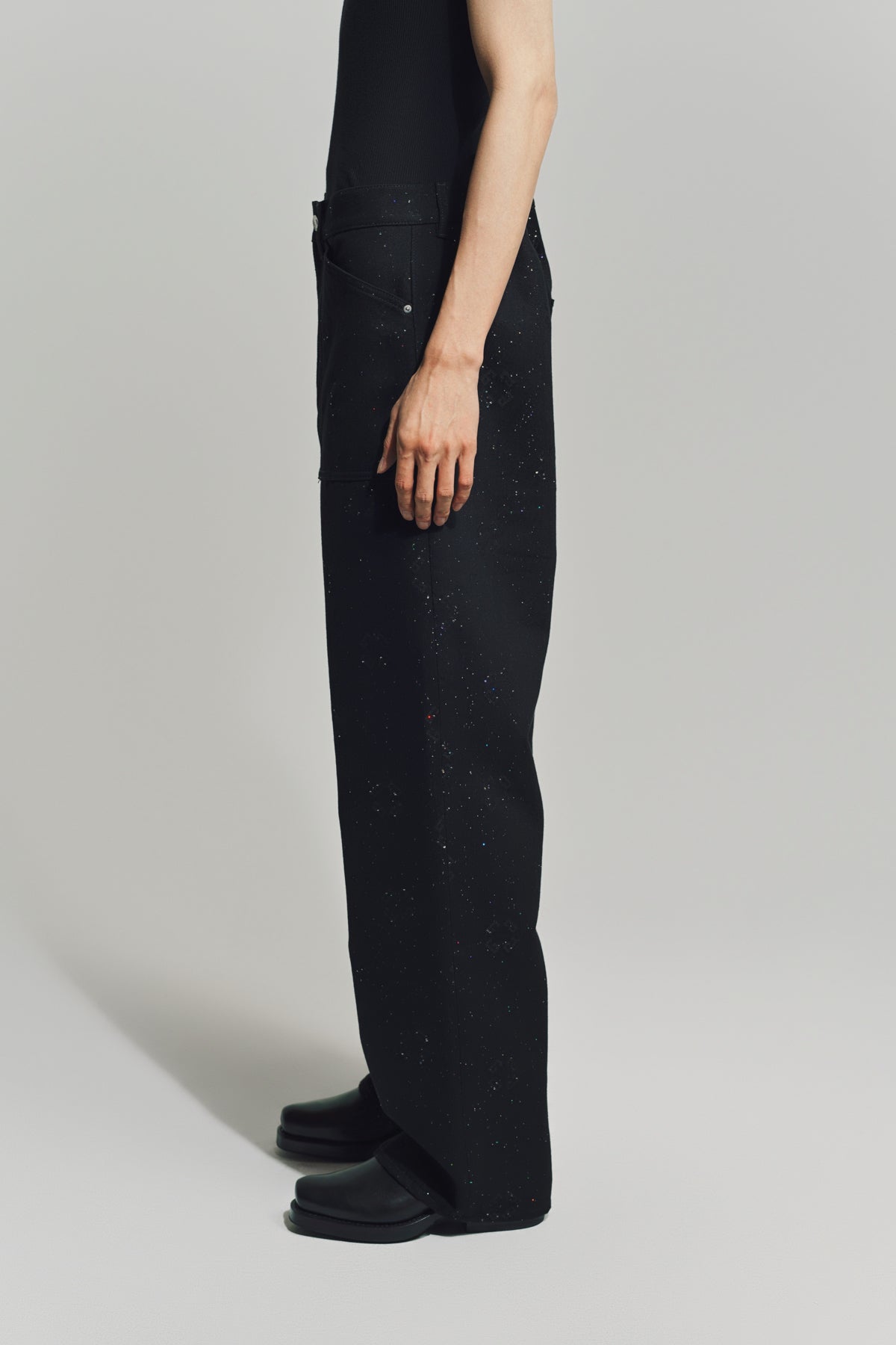 GIVENCHY | LOOSE FIT JEANS IN MONOGRAM 72 DENIM WITH SEQUINS
