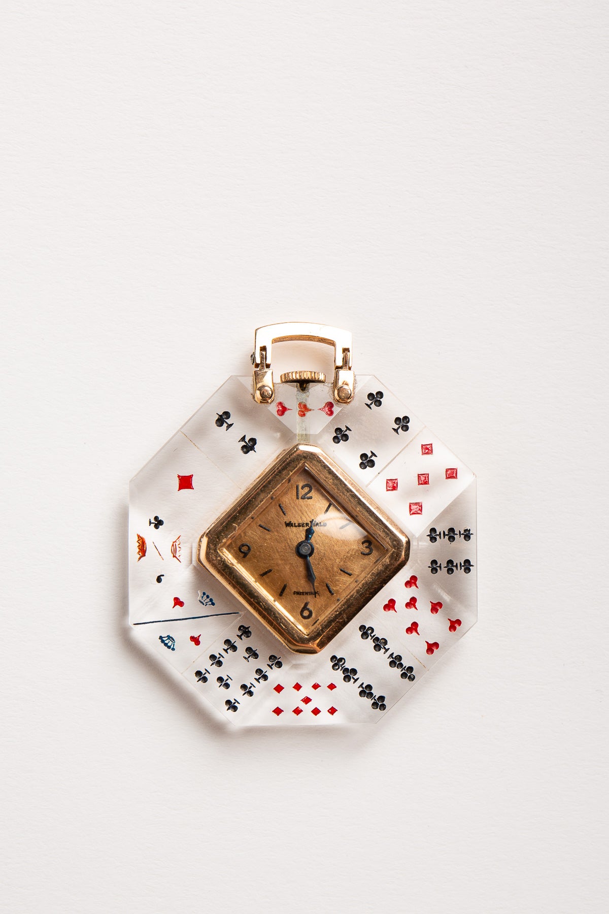 WALSER WALD | 1960'S CRYSTAL DECK OF CARDS WATCH PENDANT
