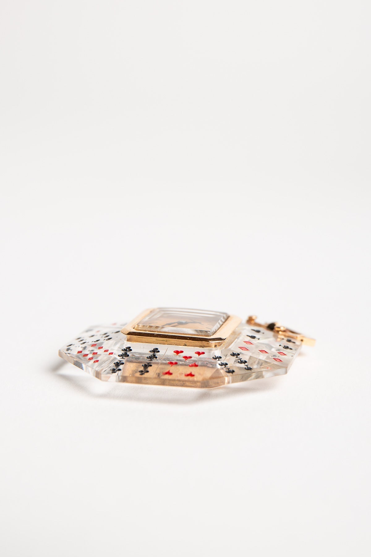 WALSER WALD | 1960'S CRYSTAL DECK OF CARDS WATCH PENDANT - MAXFIELD LA
