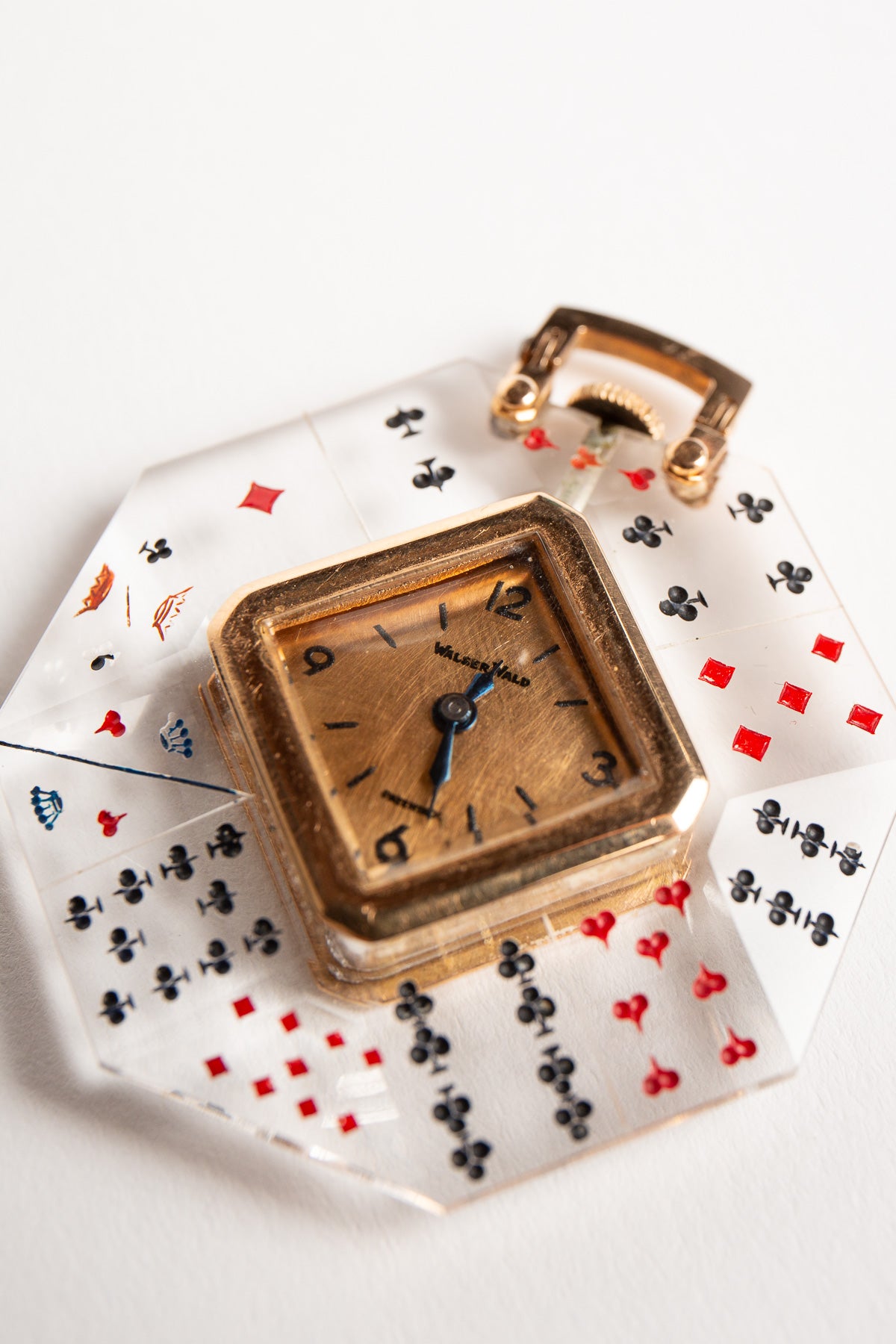 WALSER WALD | 1960'S CRYSTAL DECK OF CARDS WATCH PENDANT - MAXFIELD LA