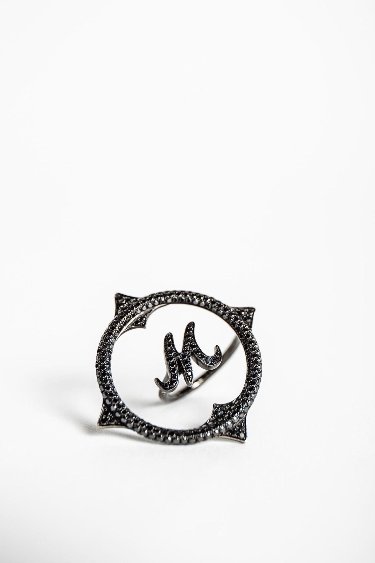 LOREE RODKIN | 14K WHITE GOLD DIAMOND LETTER M RING - MAXFIELD LA