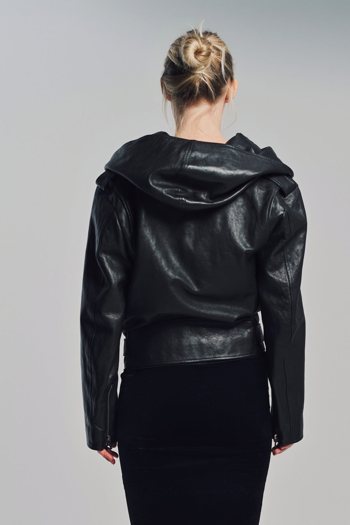 ALAÏA | LEATHER HOODED BIKER JACKET