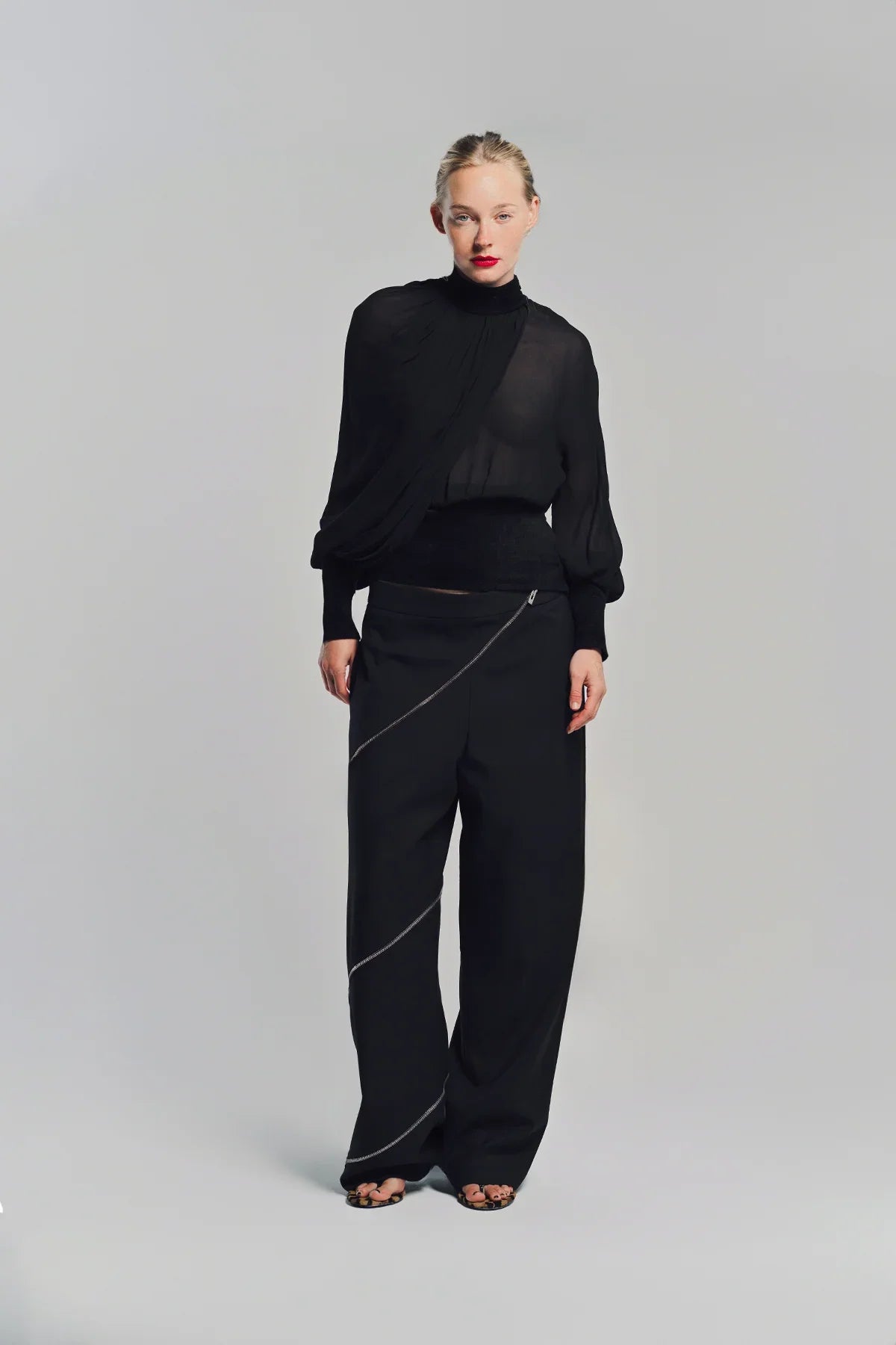 ALAÏA | DRAPED GEORGETTE BLOUSE