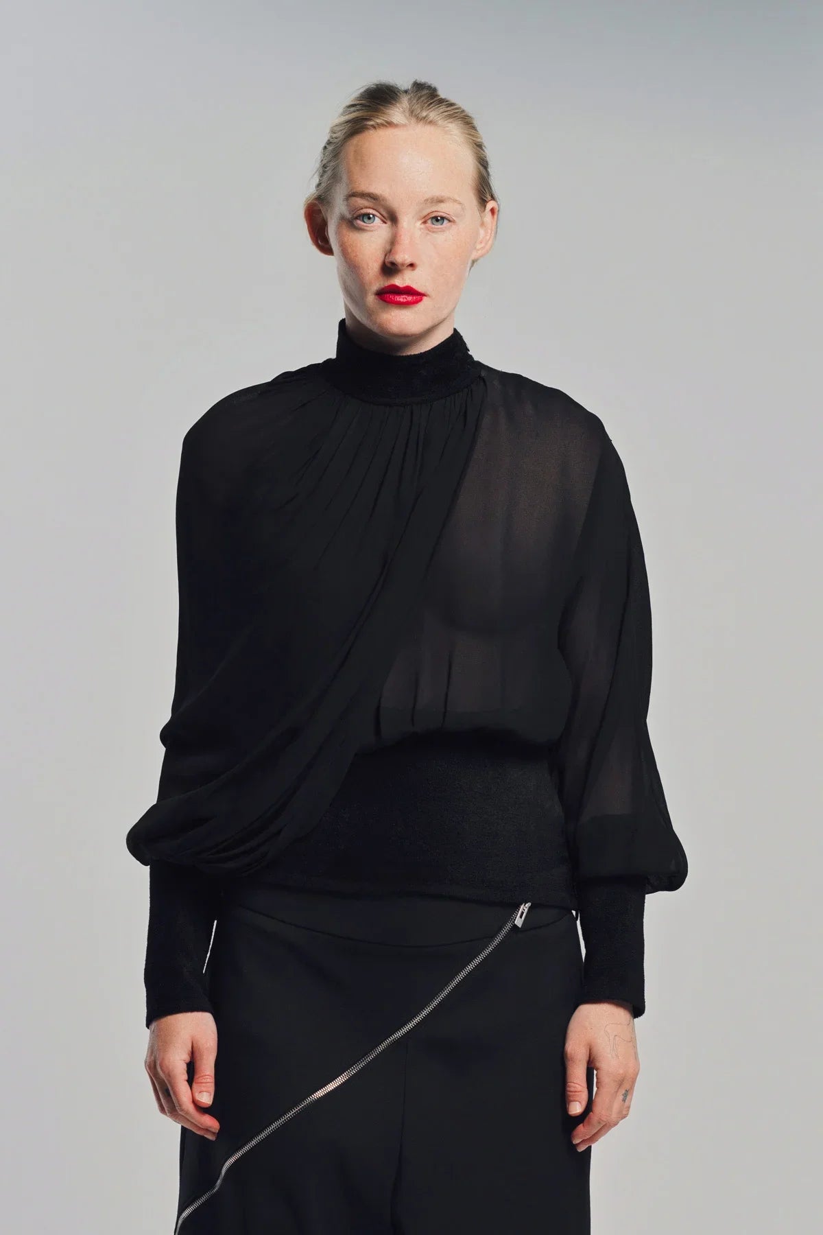 ALAÏA | DRAPED GEORGETTE BLOUSE