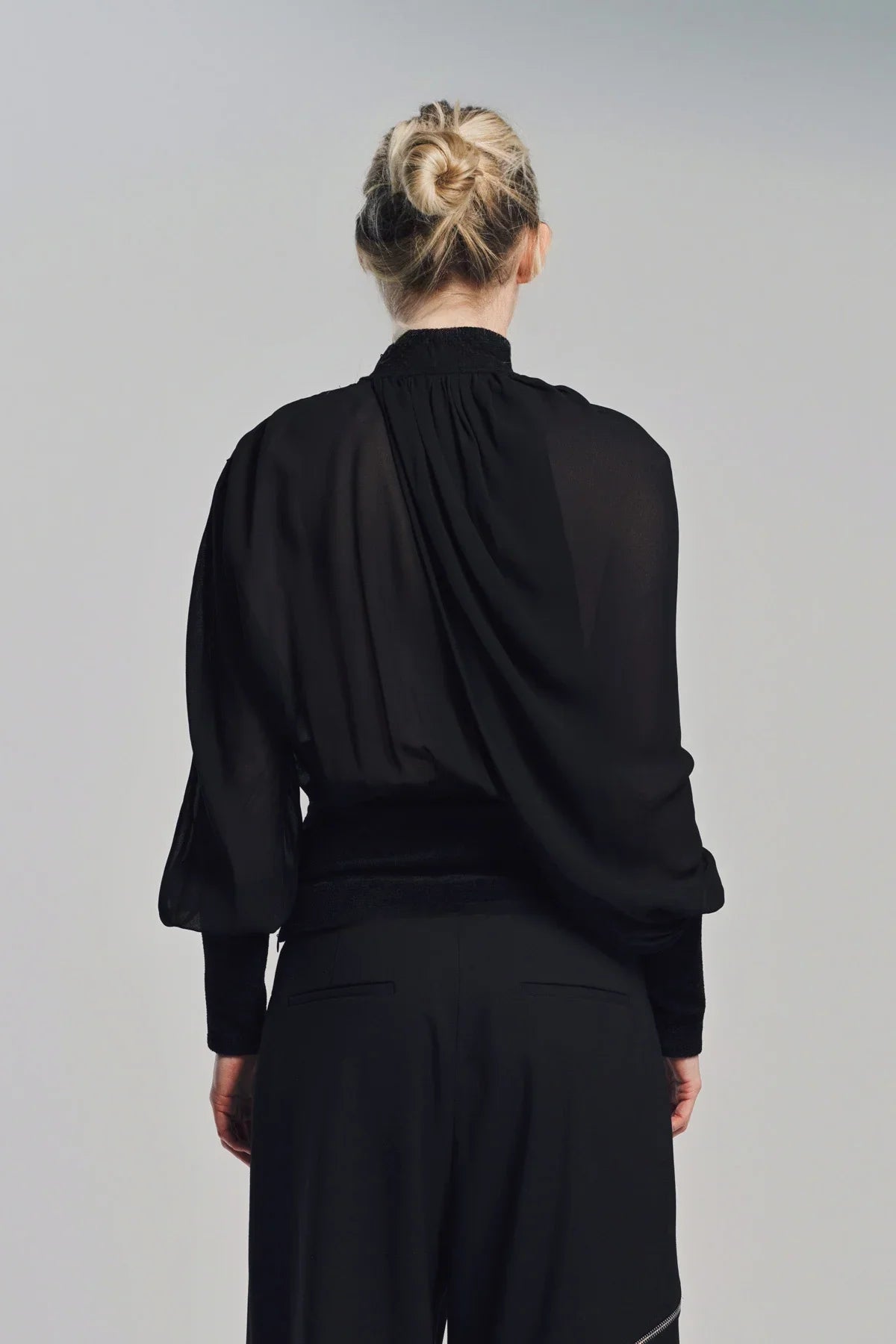 ALAÏA | DRAPED GEORGETTE BLOUSE