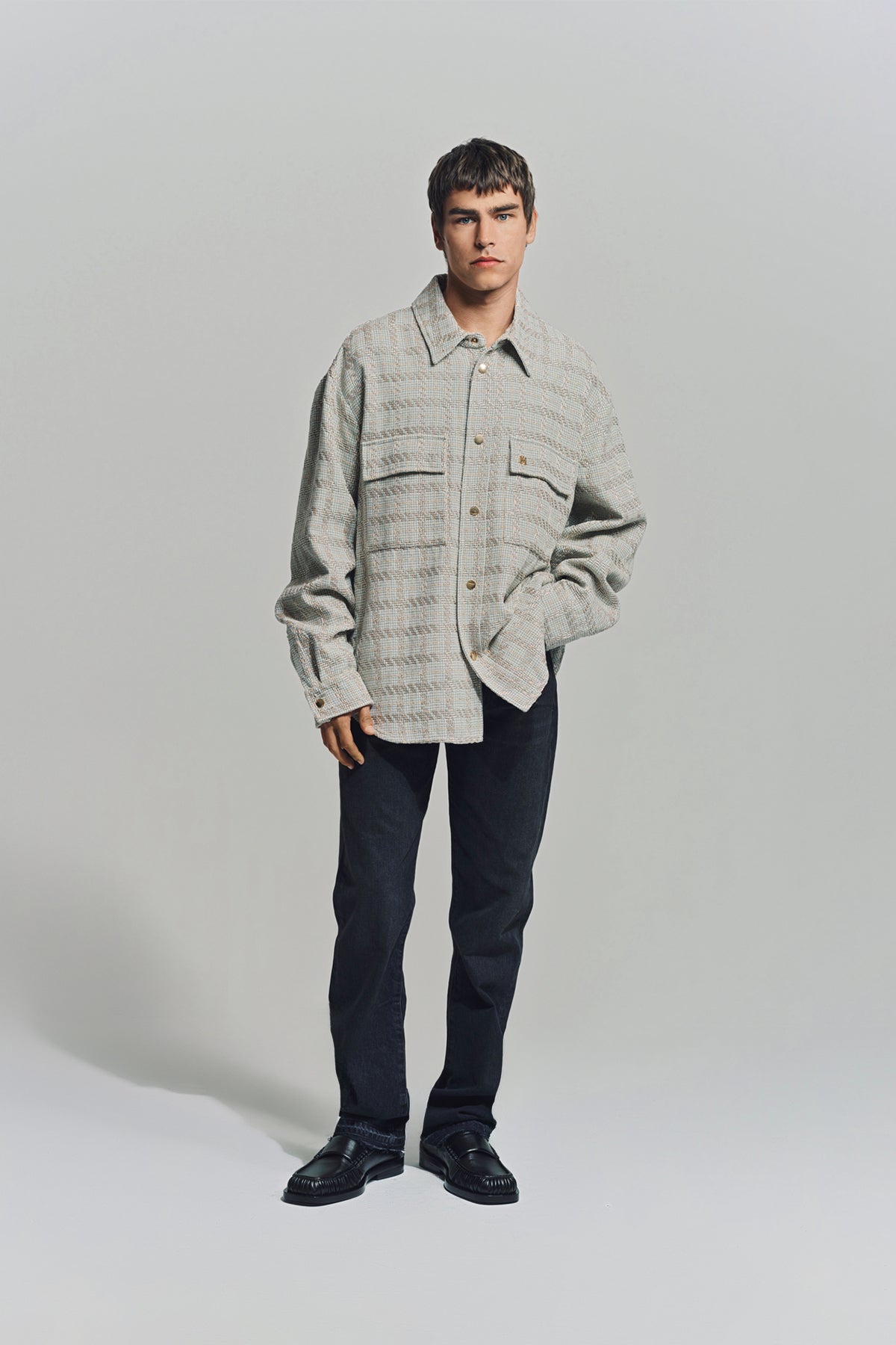 AMIRI | CHECK BOUCLE PADDED OVERSHIRT