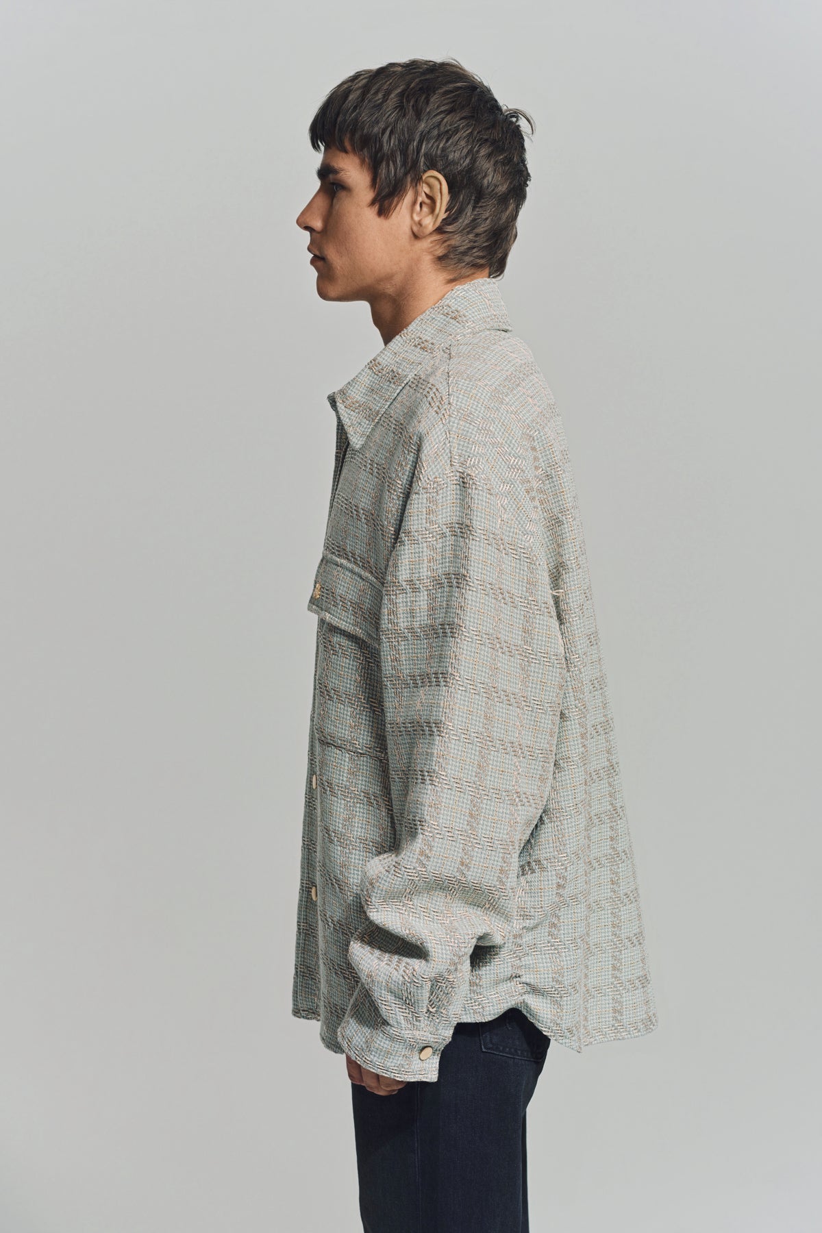 AMIRI | CHECK BOUCLE PADDED OVERSHIRT