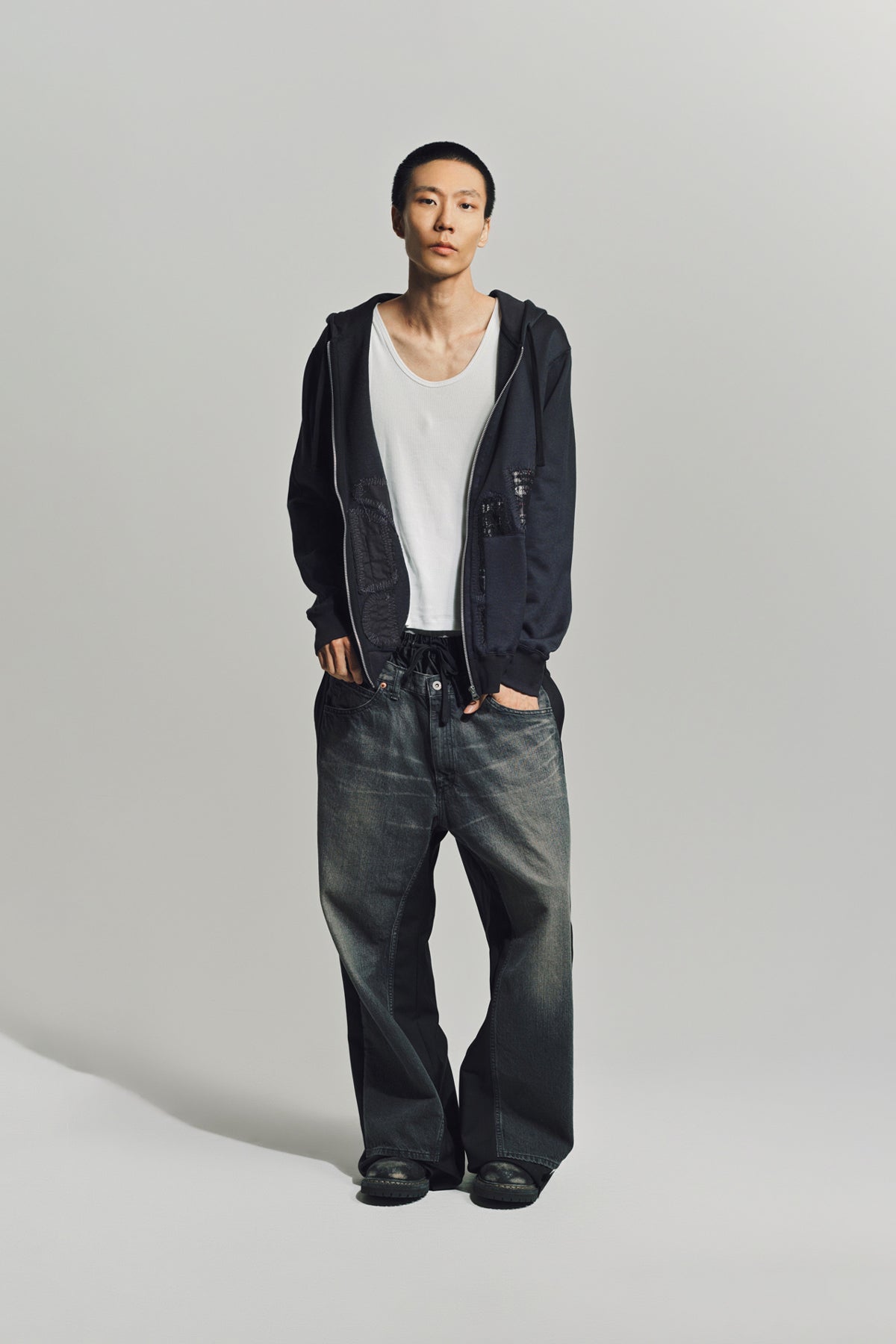 JUNYA WATANABE | FRENCH TERRY PATCHWORK HOODIE