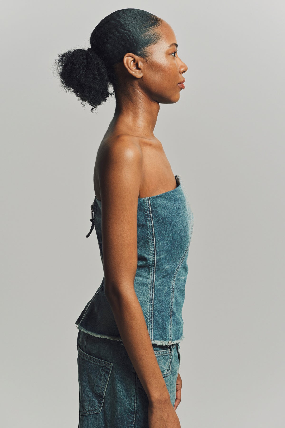 RICK OWENS DRKSHDW | DENIM BUSTIER TOP