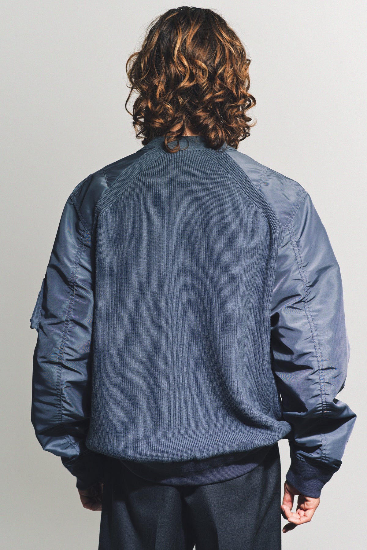 SACAI | NYLON TWILL KNIT BLOUSON - MAXFIELD LA