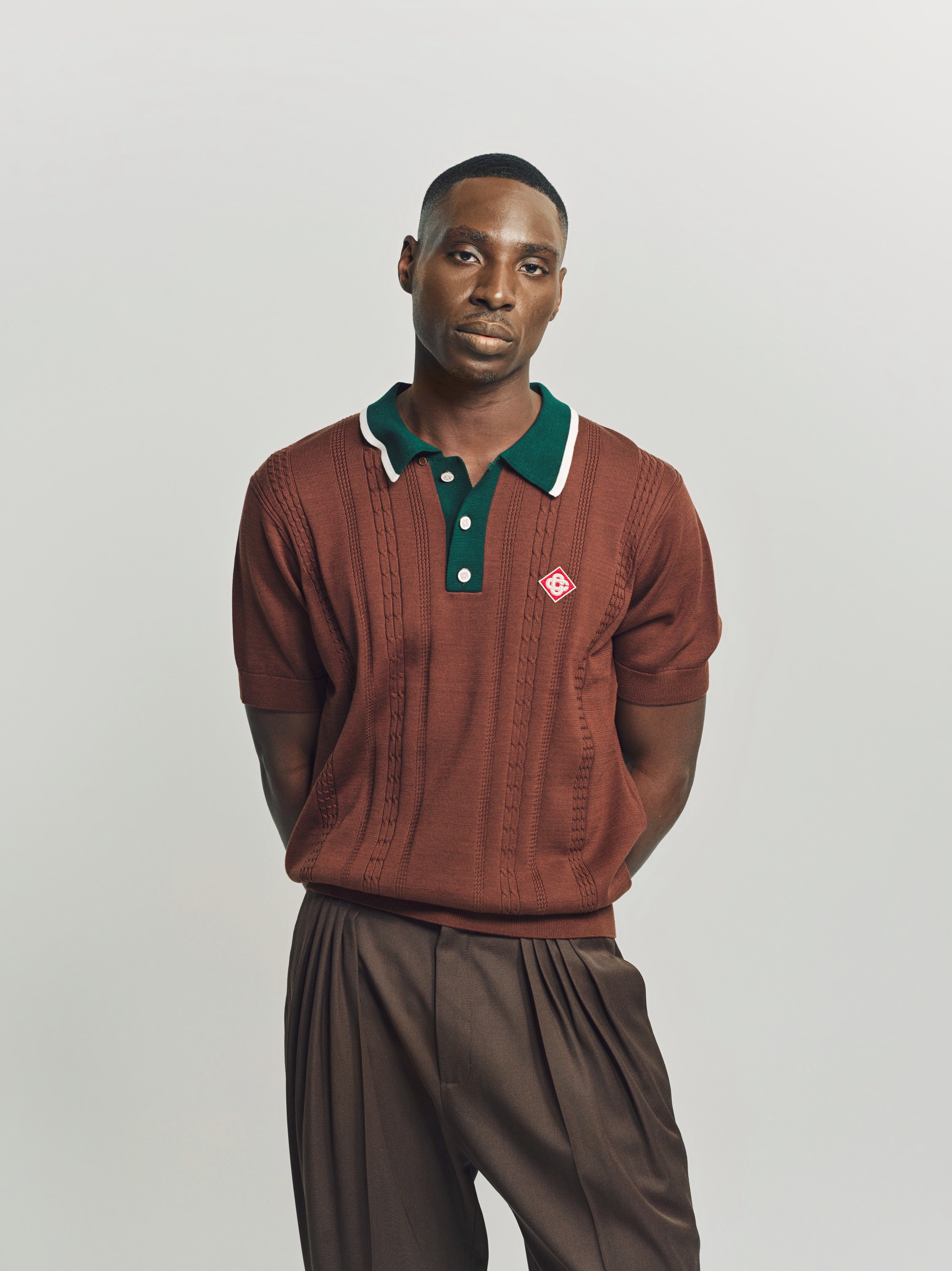CASABLANCA | CABLE KNIT OVERSIZED POLO SHIRT