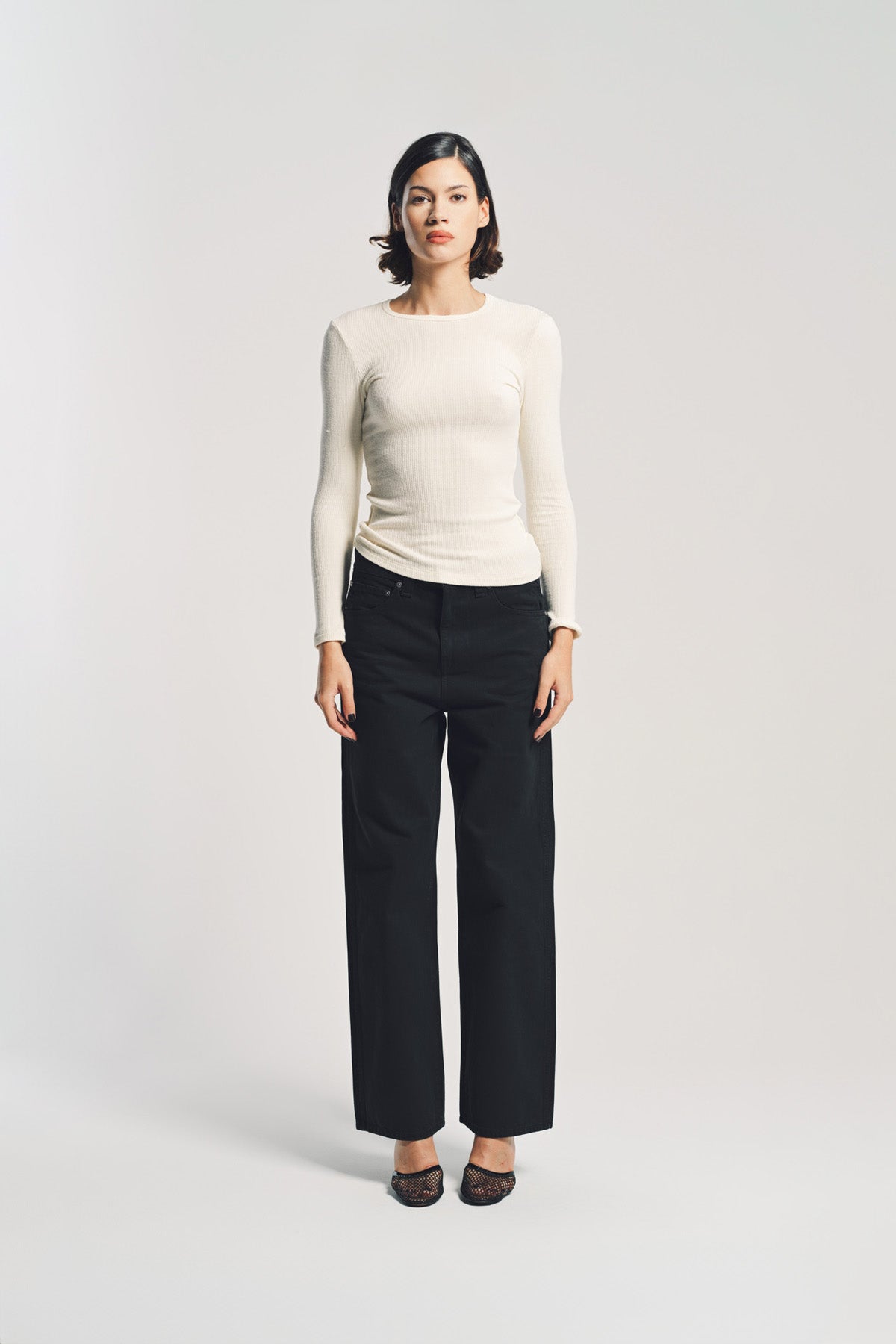 SABLYN | QUINCY LONG SLEEVE FITTED CREWNECK RIB TOP