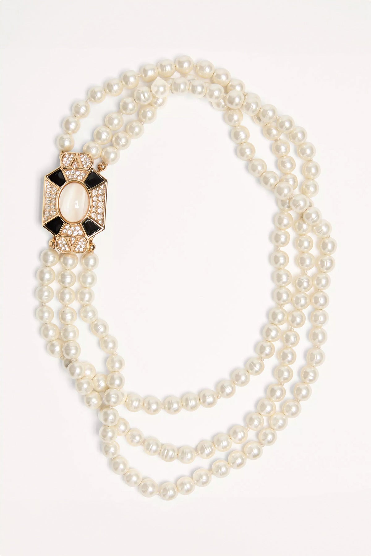 VALENTINO GARAVANI | PAS PLUS NECKLACE IN METAL, ENAMEL, RESIN, PEARLS AND SWAROVSKI® CRYSTALS