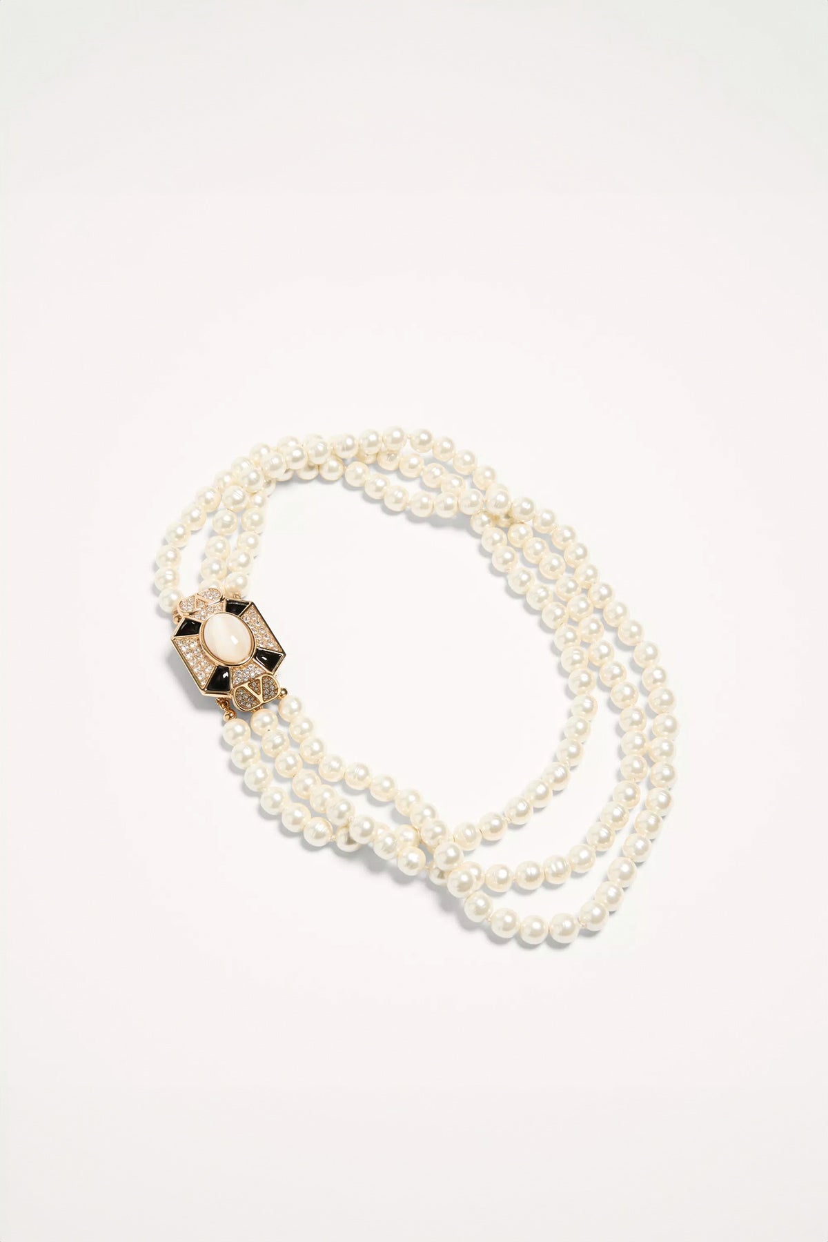 VALENTINO GARAVANI | PAS PLUS NECKLACE IN METAL, ENAMEL, RESIN, PEARLS AND SWAROVSKI® CRYSTALS