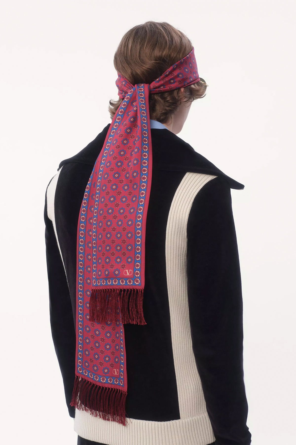 VALENTINO GARAVANI | CHAMBER SILK BANDEAU SCARF WITH FRINGE